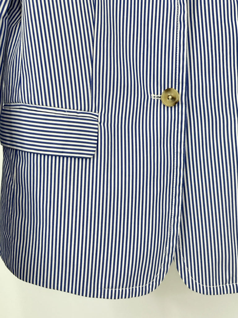 J CREW Size 10 Blue Striped Women's Blazer