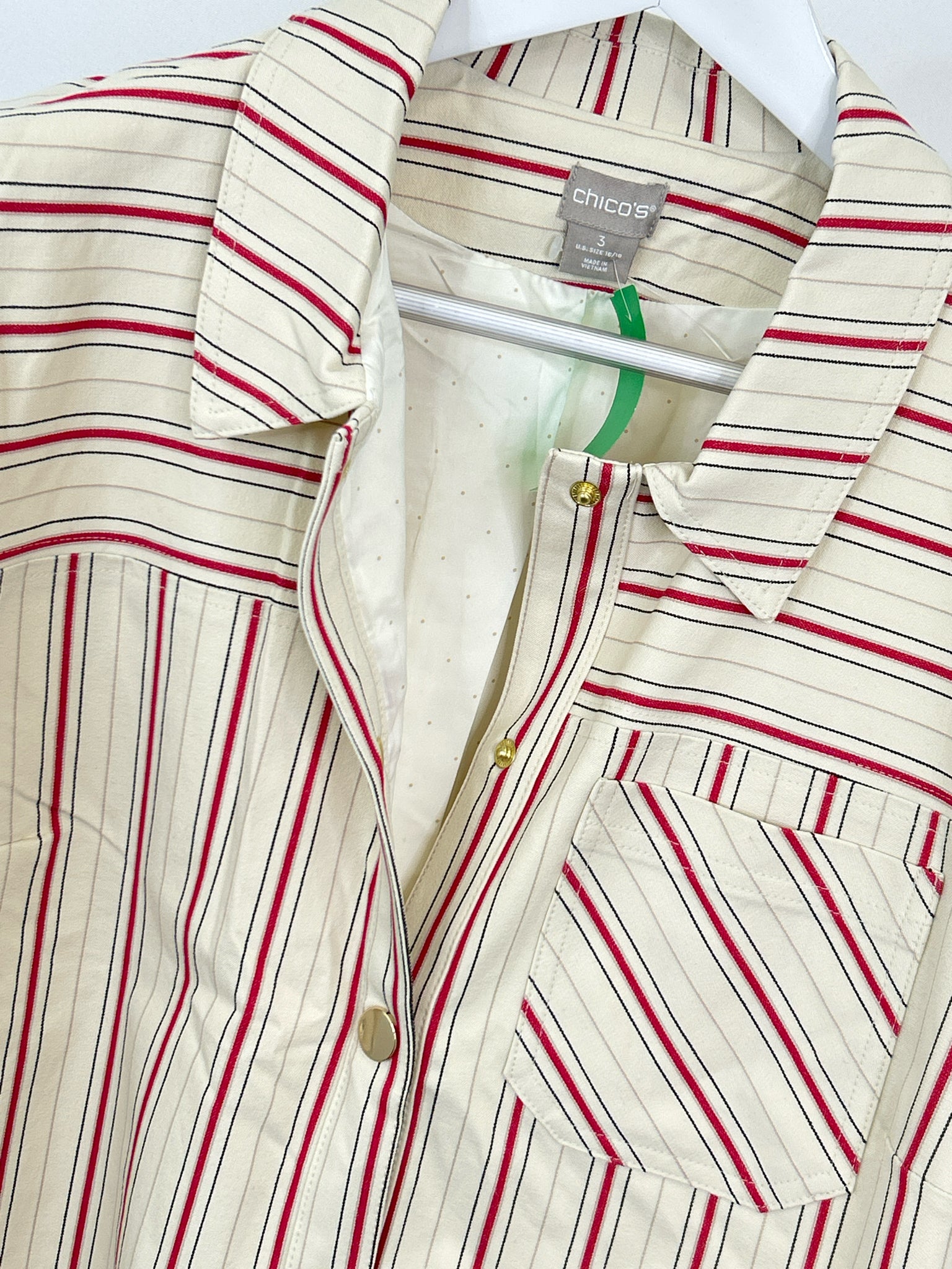 CHICO'S Size 16/18 CREAM AND RED Women Jacket