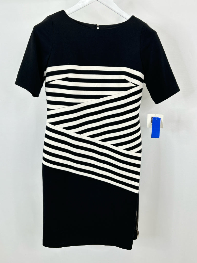 ANNE KLEIN Size 4 BLACK AND IVORY Women's Dress