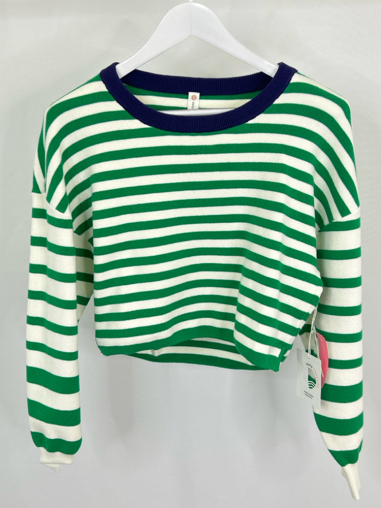 DAILY PRACTICE NWT Women Size XS Green Striped Sweater