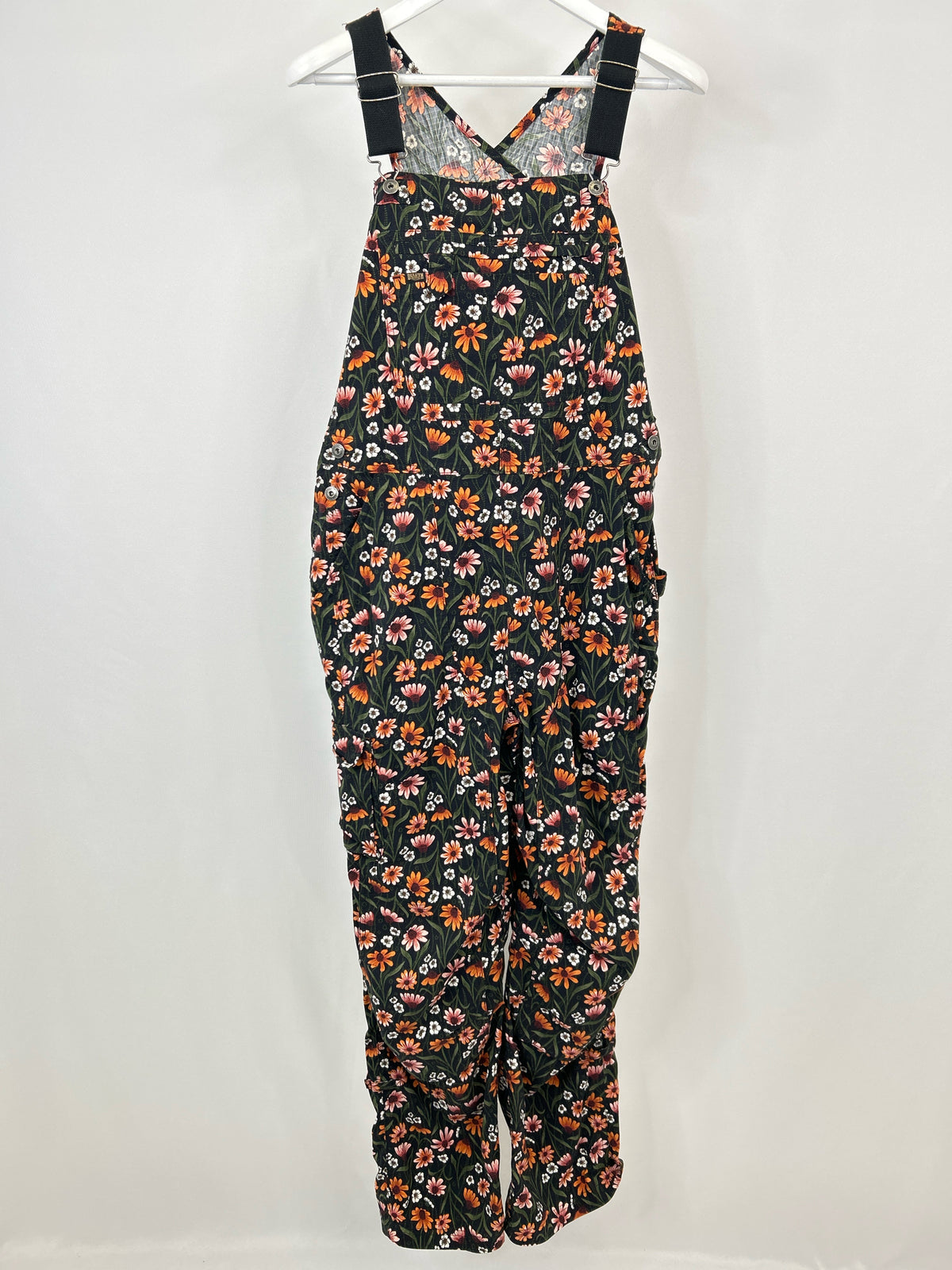DULUTH TRADING COMPANY Size L Black Floral Women Overall