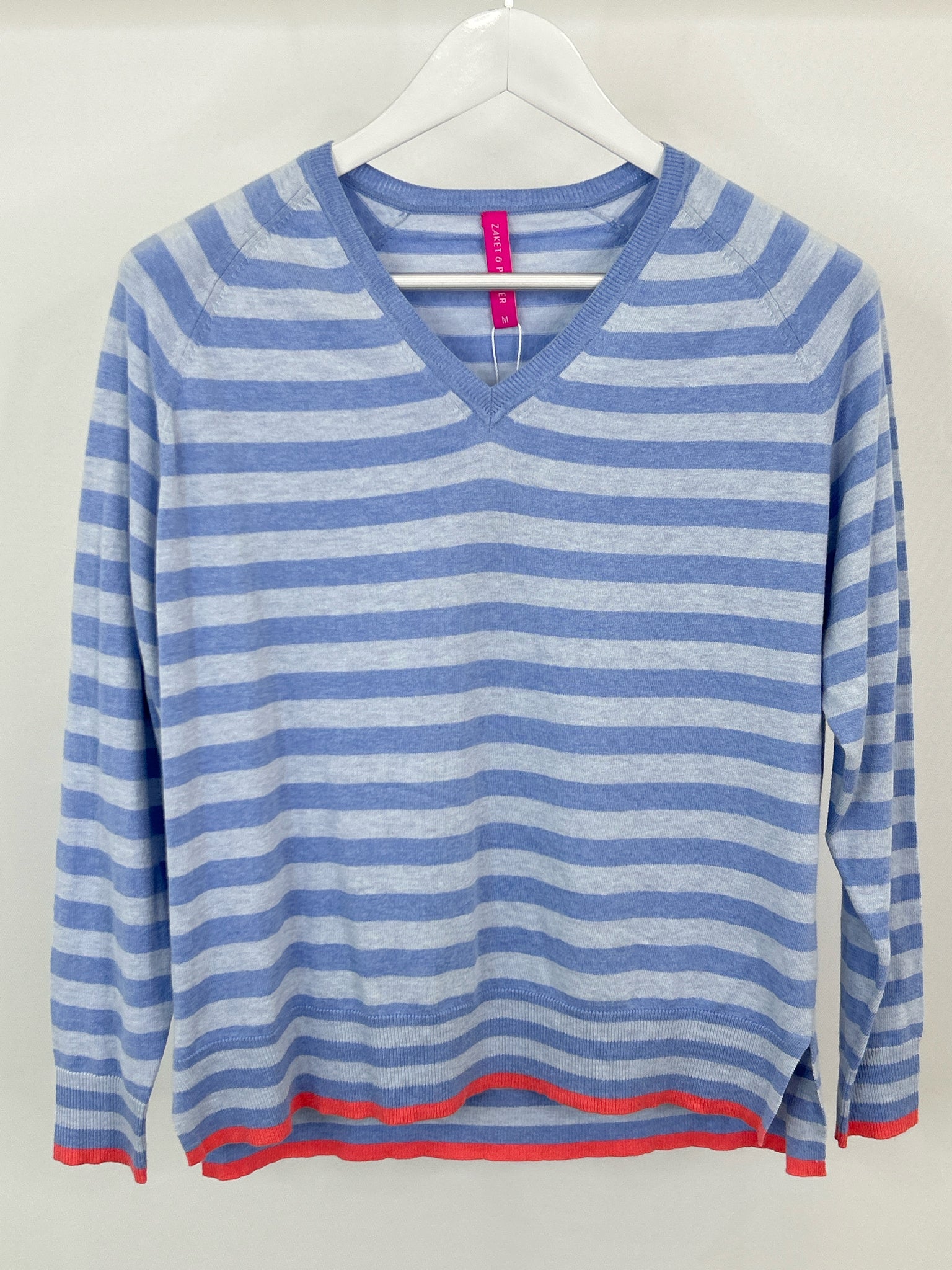 Zaket & Plover NWT Size M Blue Striped Women Sweater