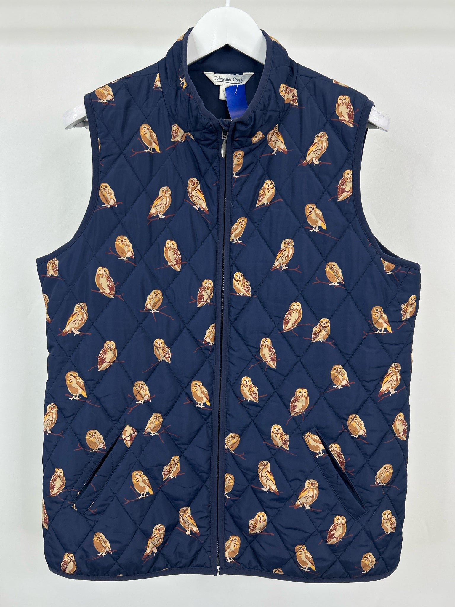 COLDWATER CREEK Size L Blue Print Women Vest