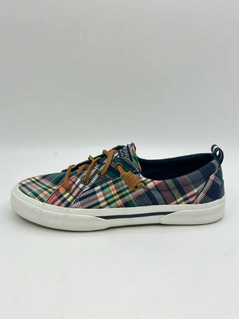 SPERRY Women Size 7 Blue Plaid Sneakers