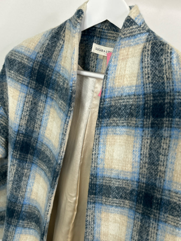 SUGAR LIPS Women Size S Blue Plaid Coat