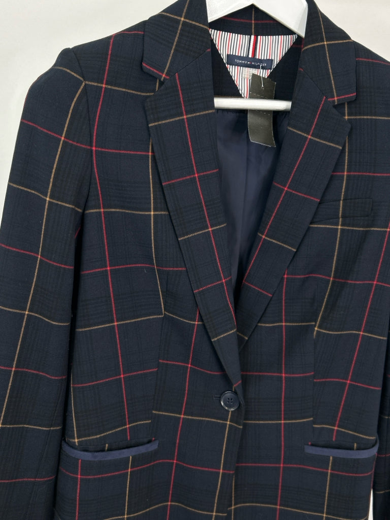 TOMMY HILFIGER Women Size 4 Navy plaid Blazer