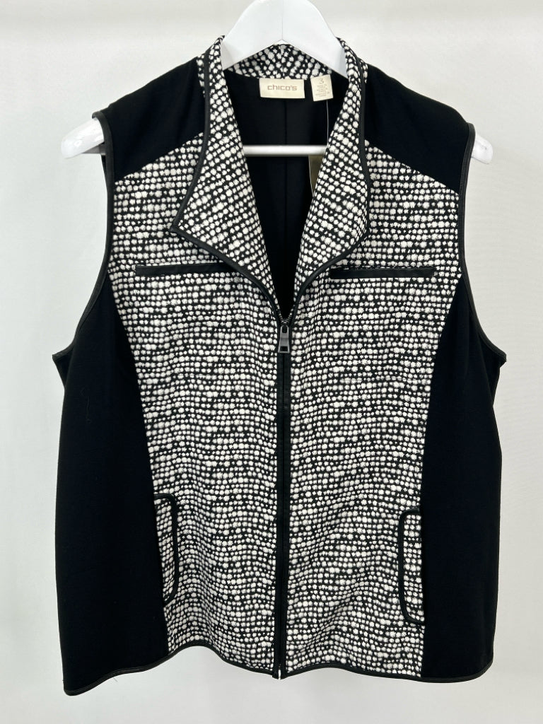 CHICO'S Women Size 16 Black and White Vest NWT