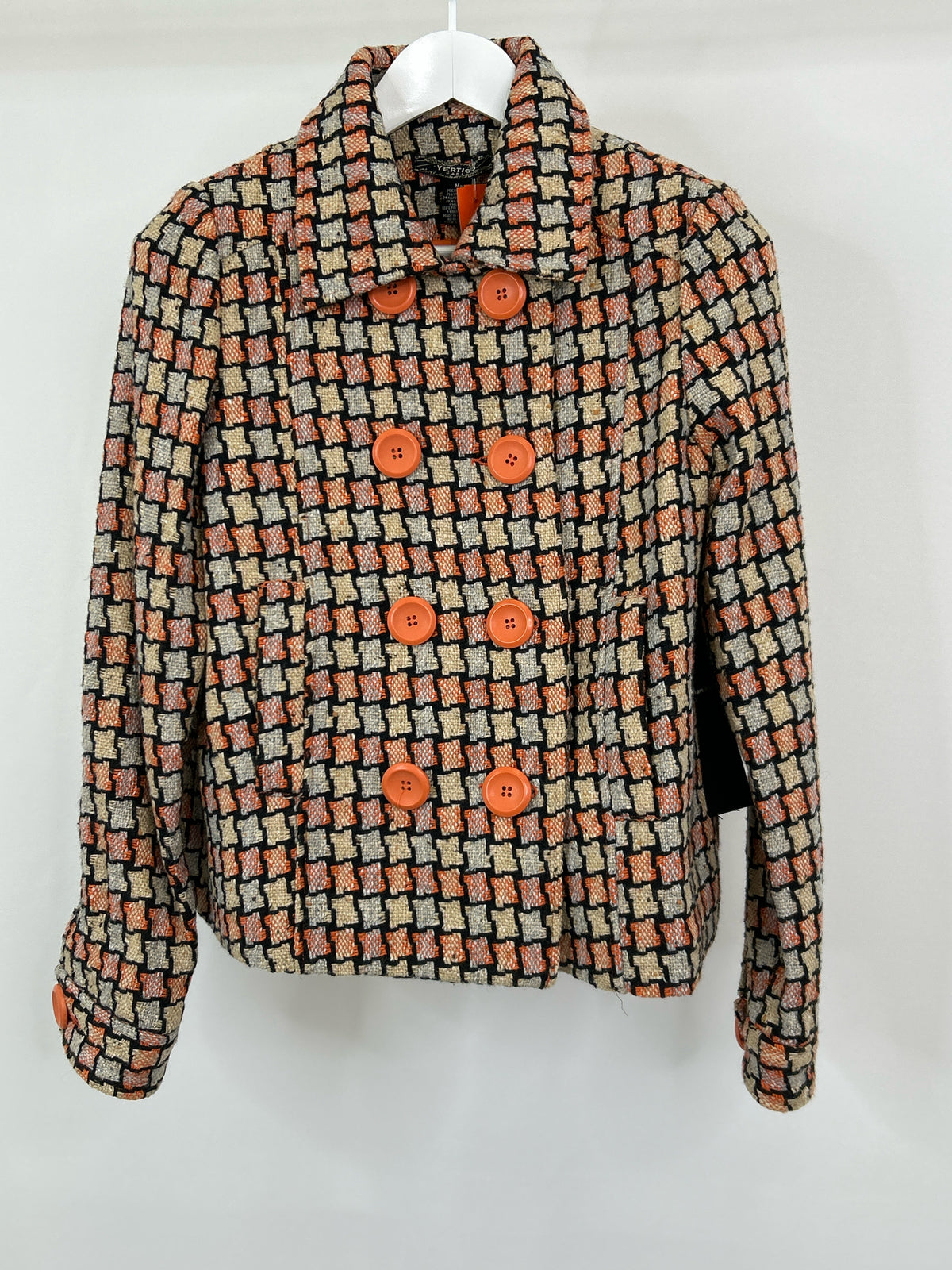 VERTIGO PARIS Size M ORANGE AND CREAM Women Jacket