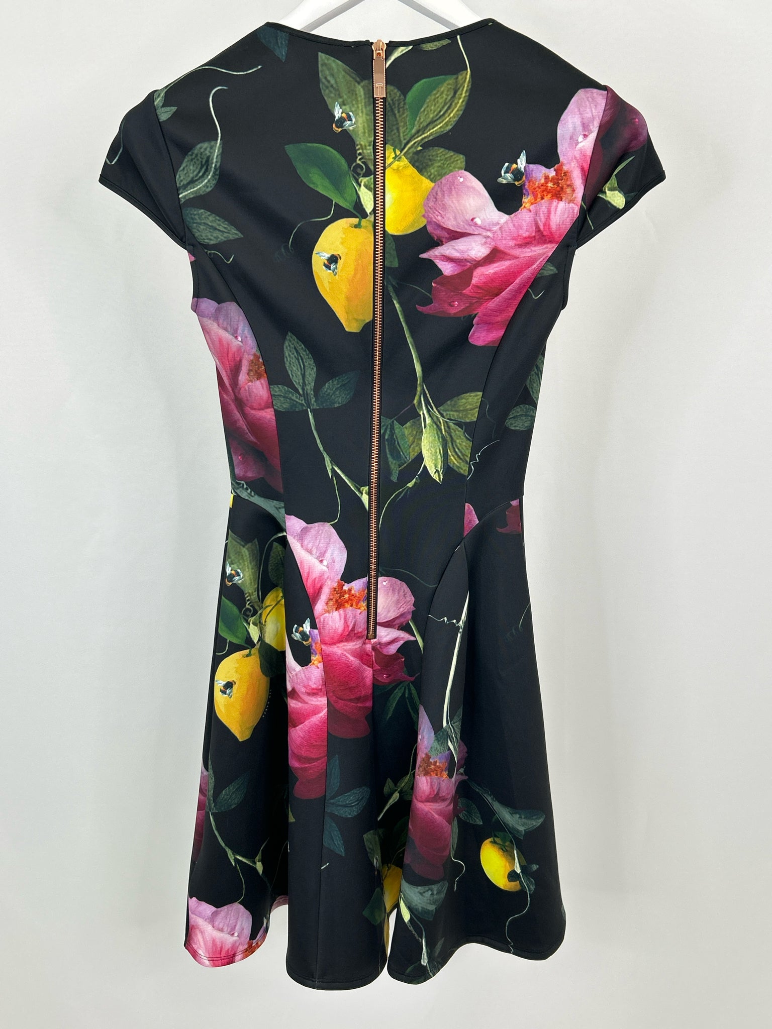 TED BAKER Size 0 Black Print Women's Dress