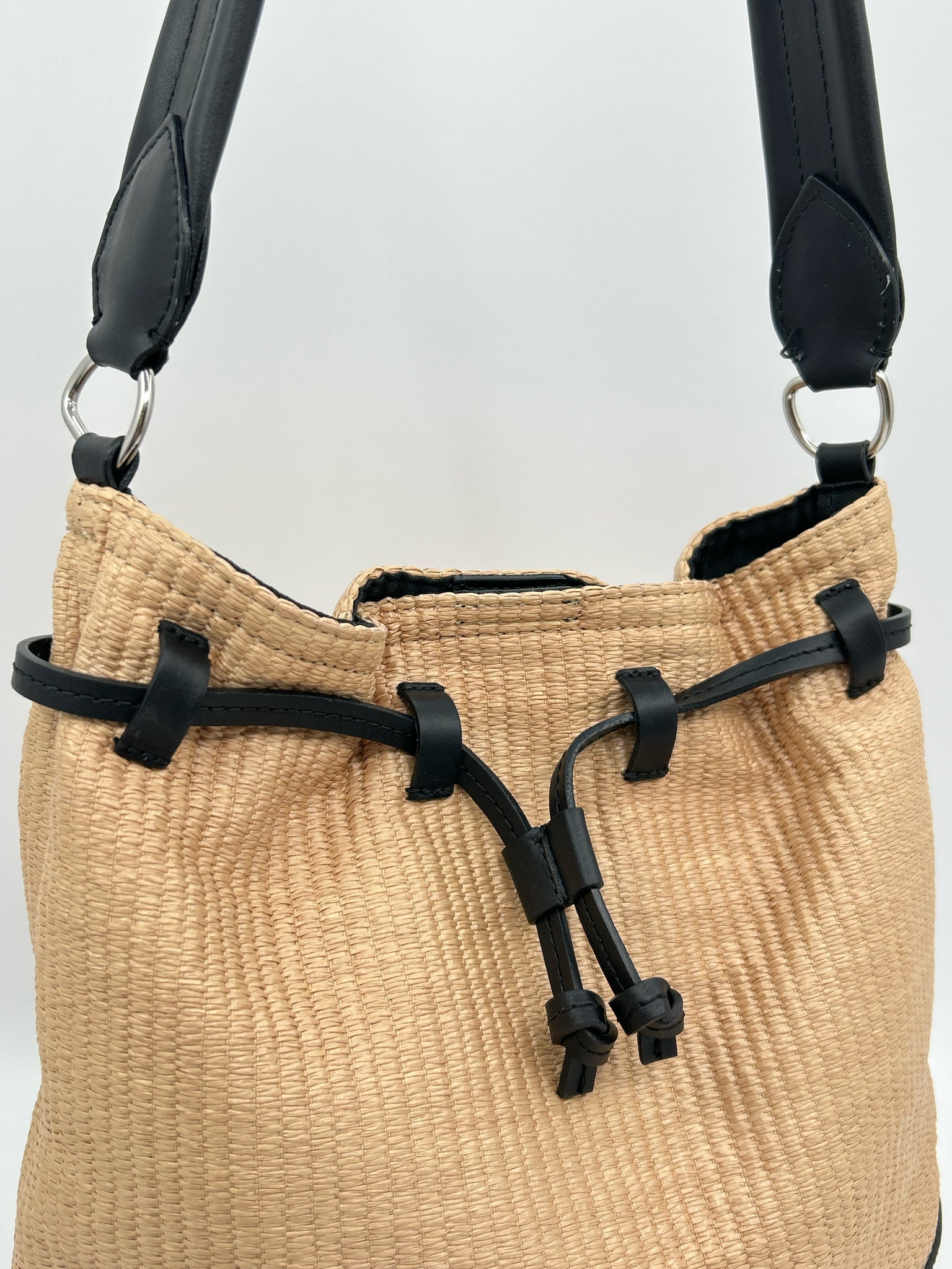LIA NUMA Raffia and Black Women's Purse