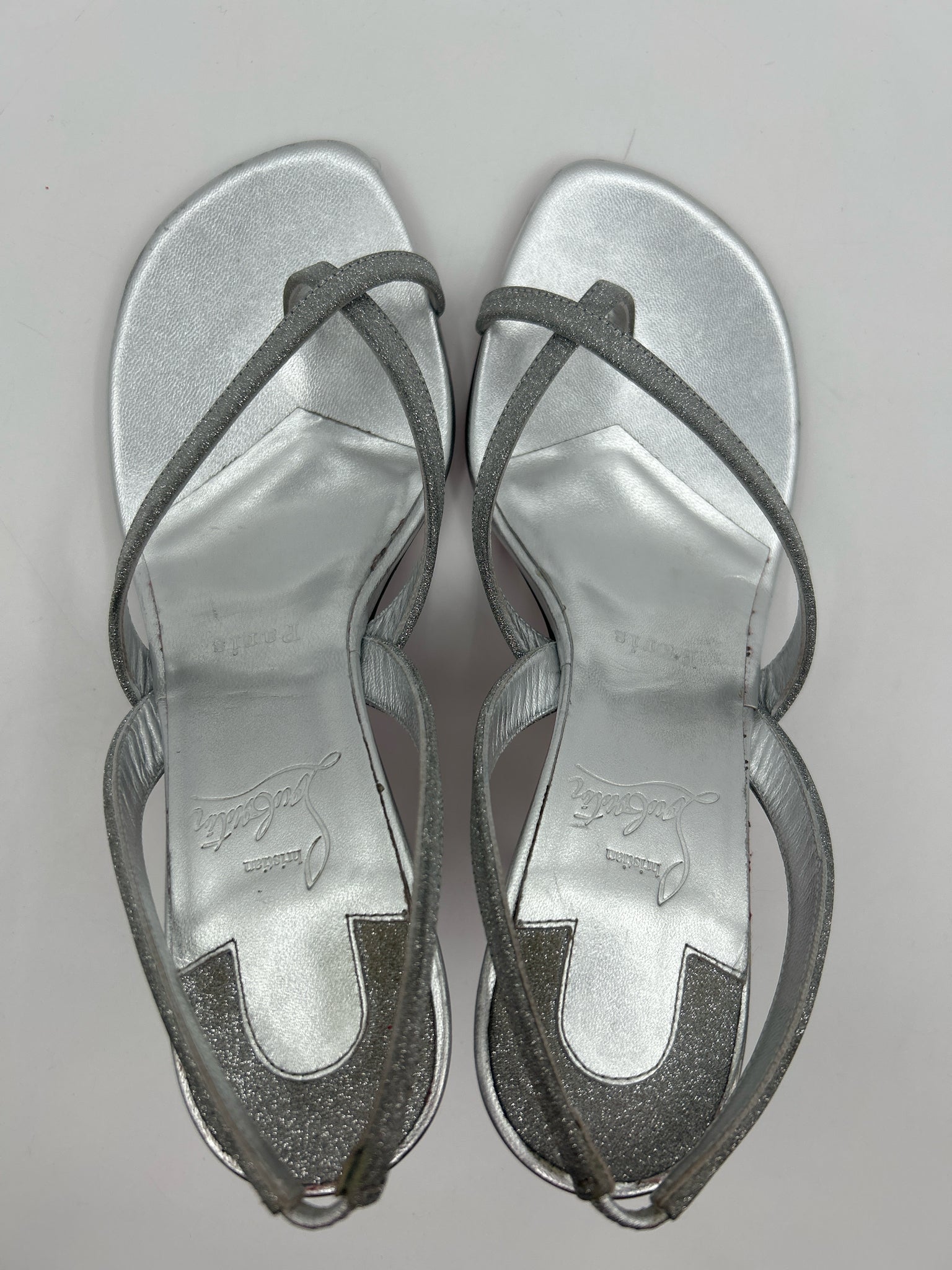 CHRISTIAN LOUBOUTIN Size 38 Silver Women Sandal