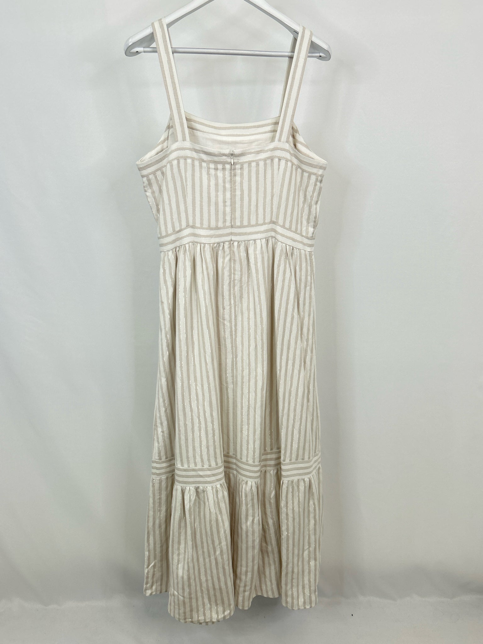 LOFT Size L IVORY STRIPED Women Dress