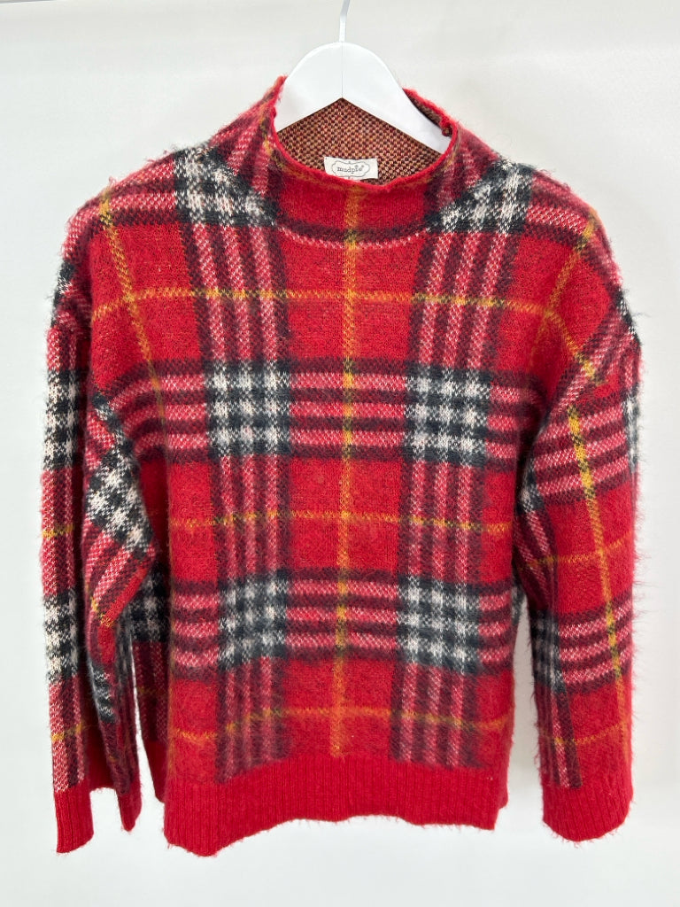 MUDPIE NWT Women Size M Red Plaid Sweater