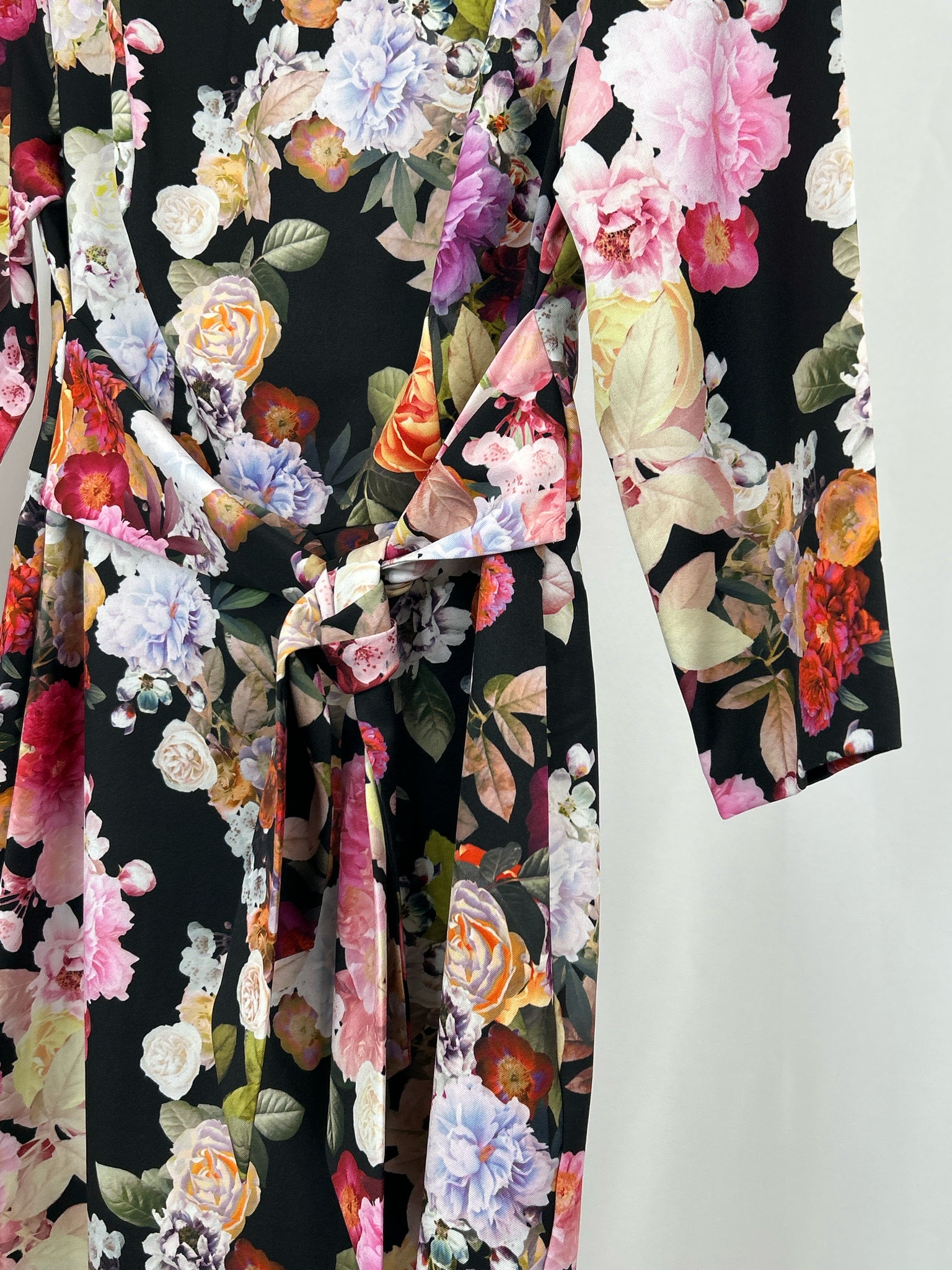 ADRIANNA PAPELL Size 8 Black Floral Women Dress
