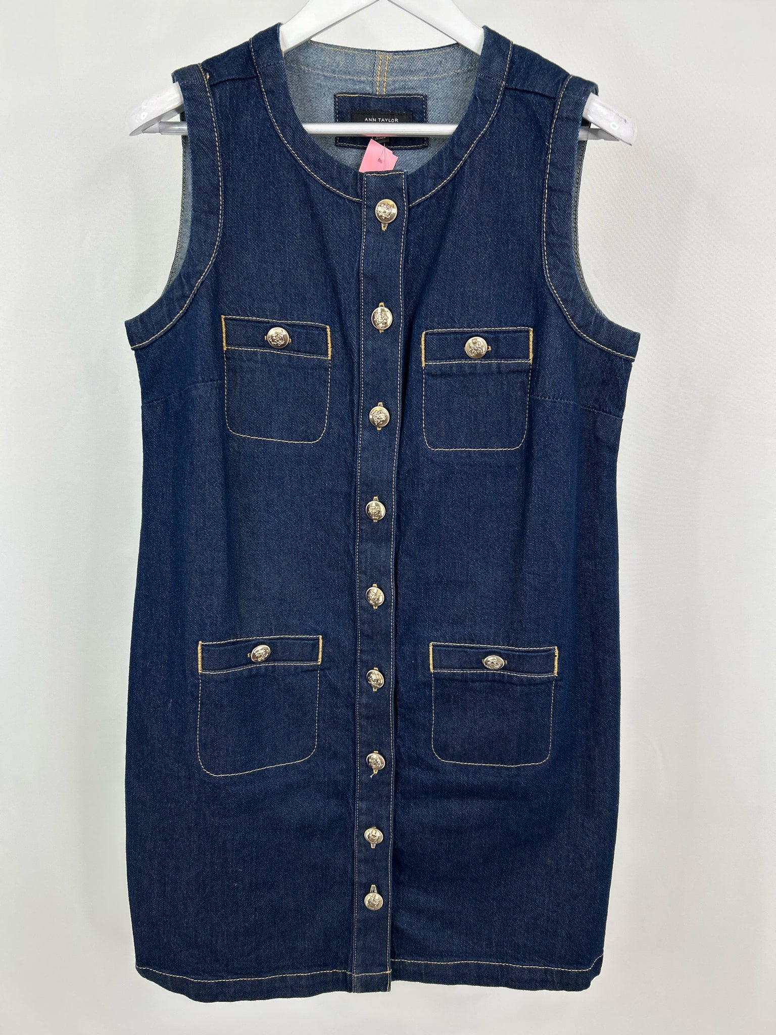 ANN TAYLOR Size 10P BLUE DENIM Women Dress