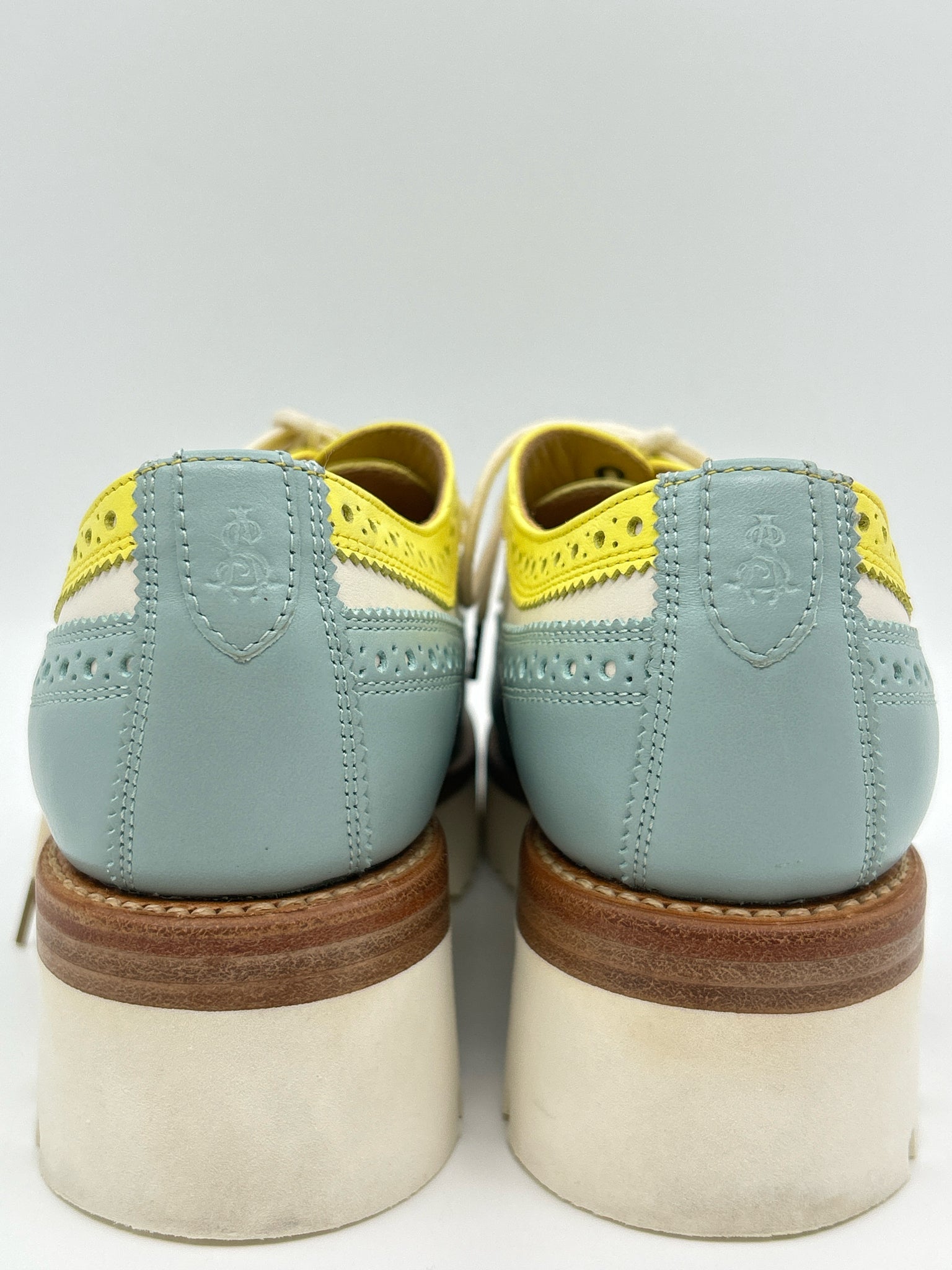 The Office Of Angela Scott Size 39 Seafoam & Yellow Women Loafer