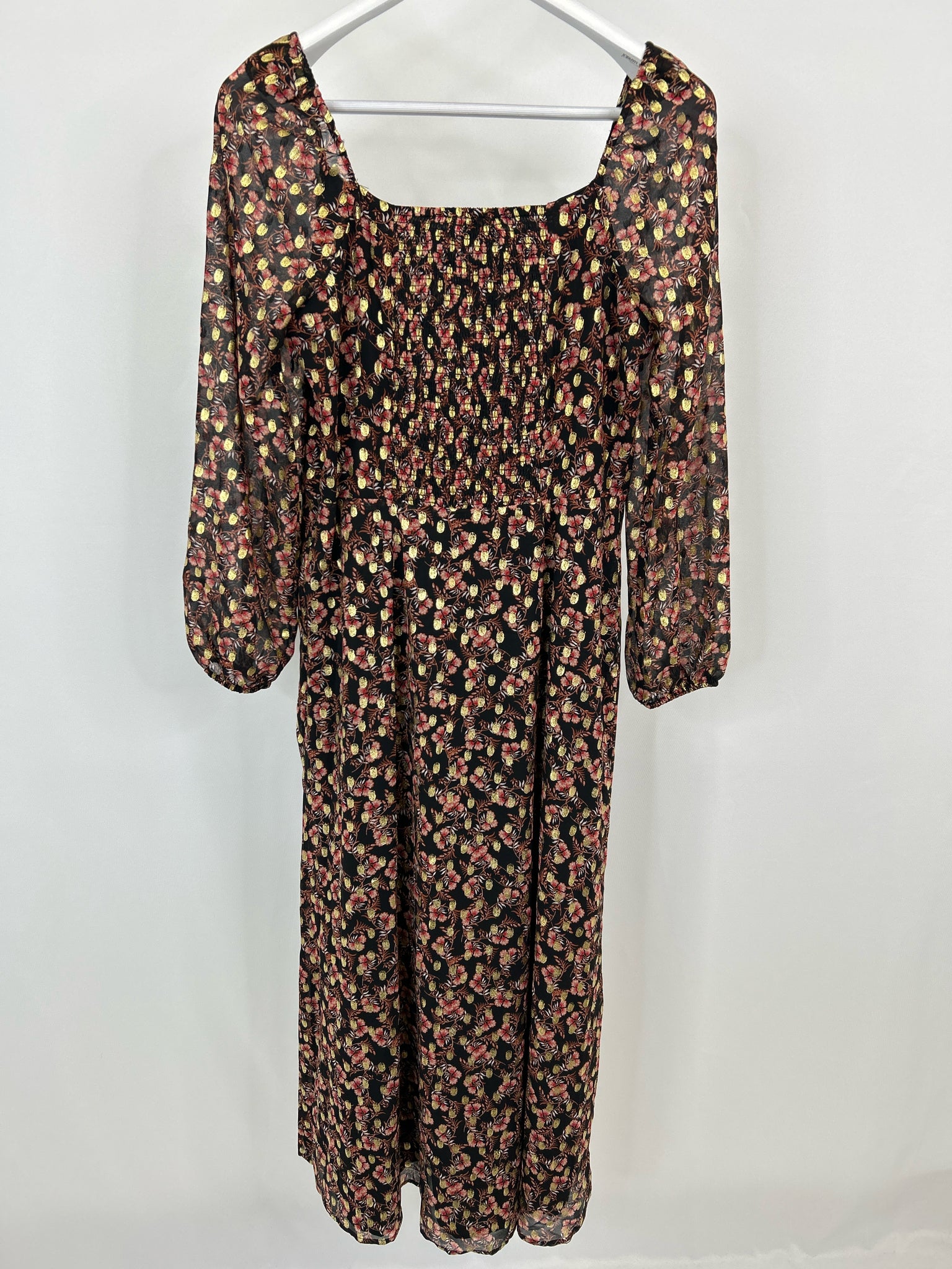 LOFT Size 6 Black Print Women Dress