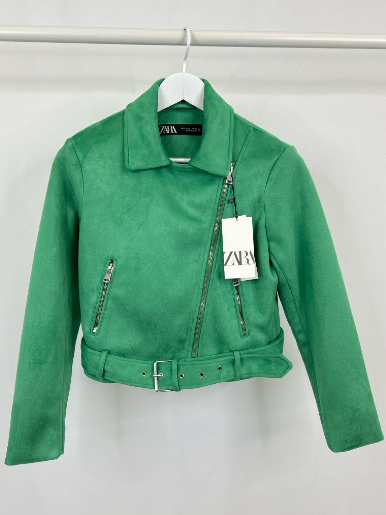 ZARA Women Size S Kelly Green Moto Jacket NWT