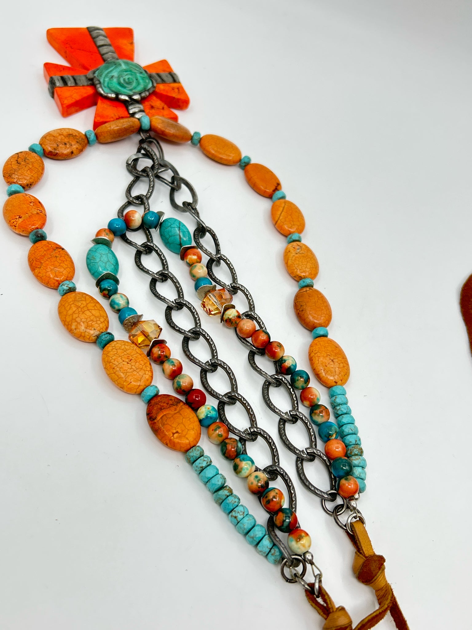 ART BY AMY NWT Orange & Turquoise Necklace