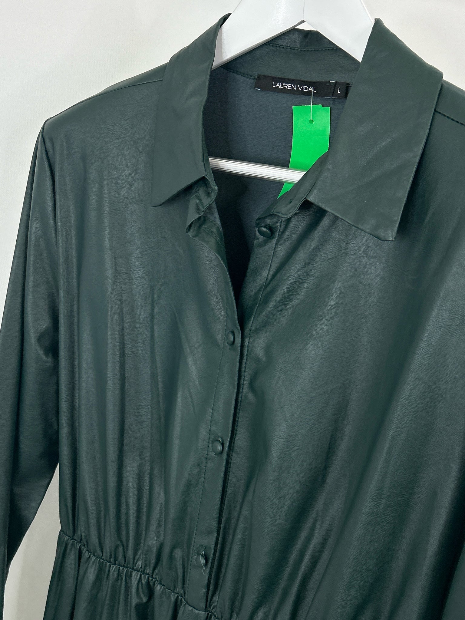 LAUREN VIDAL Size L Hunter Green Women Dress