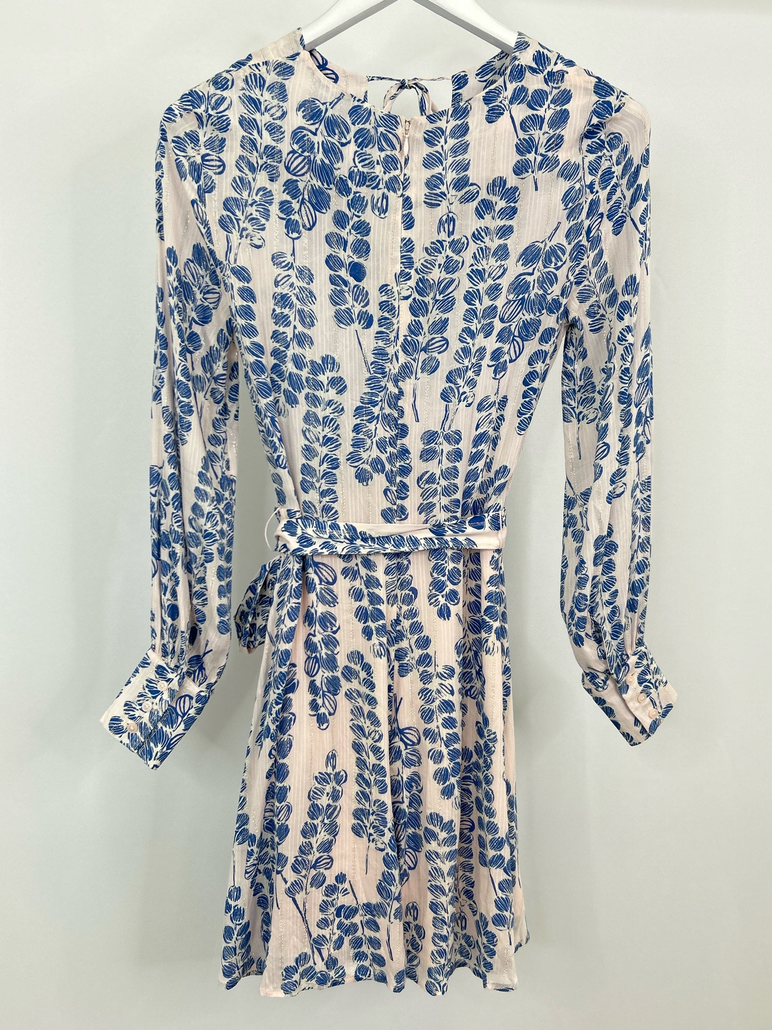 REISS Size 2 BLUE & CREAM Women Dress