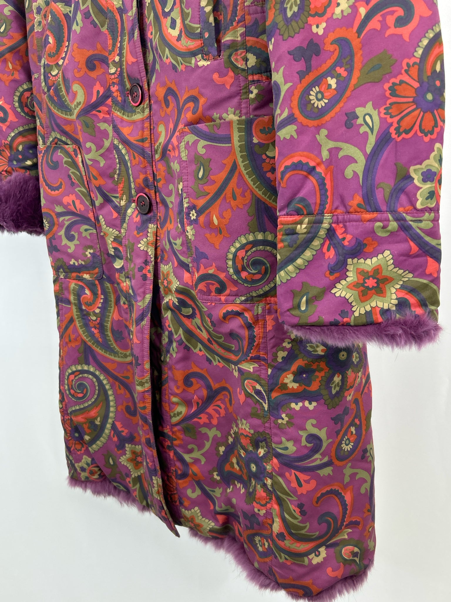 ETRO Size L PURPLE PAISLEY Women Coat