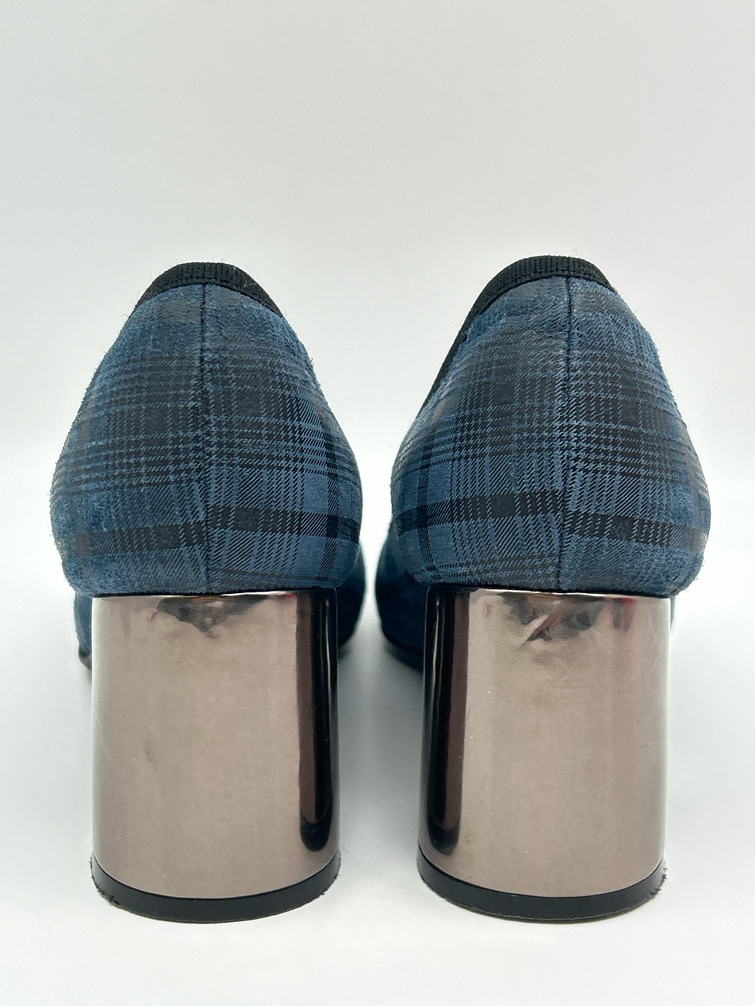 FERCA 81 Size 41/10 Blue Plaid Women Pumps
