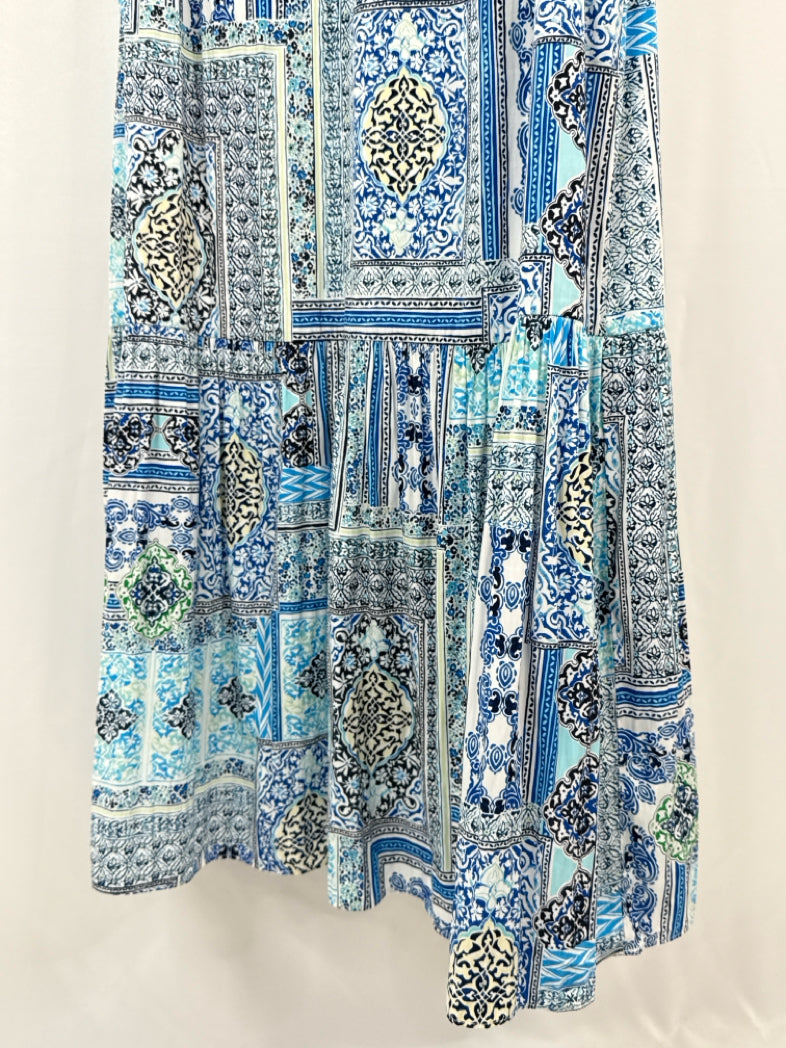 CHICO'S Size 12/14 Blue Print Dress