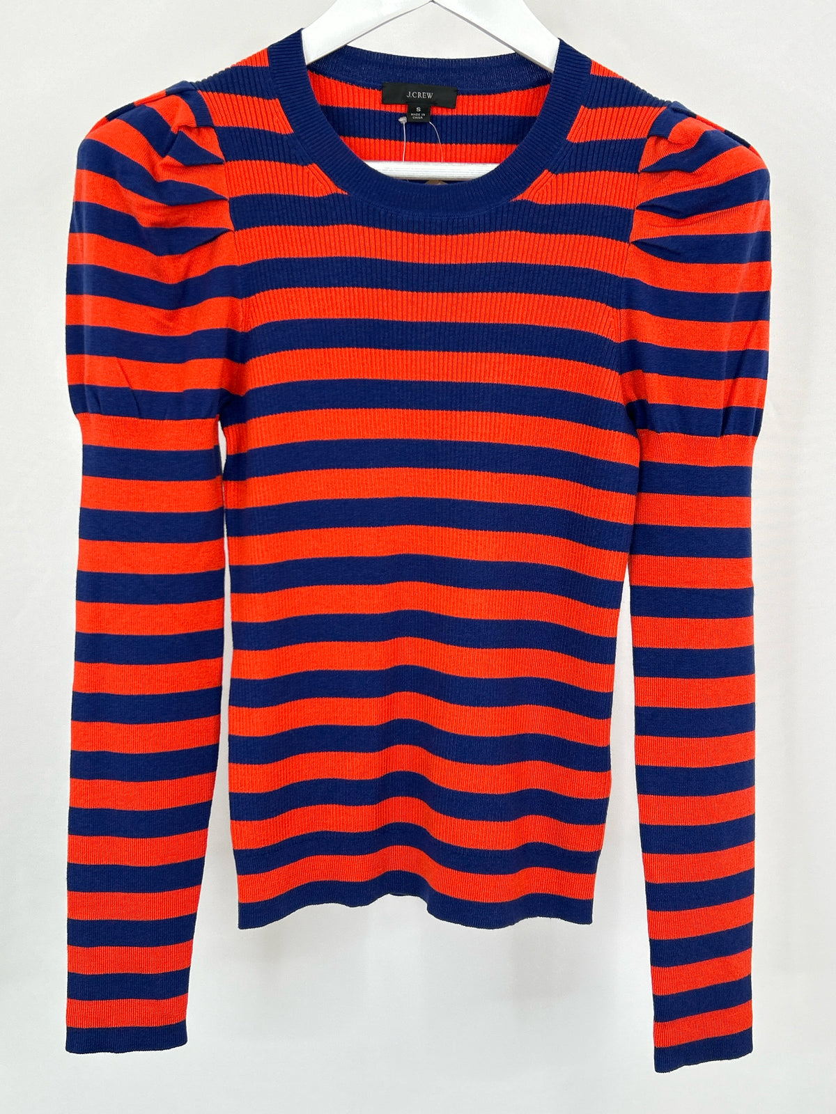 J.CREW NWT Size S Orange and Navy Women Sweater