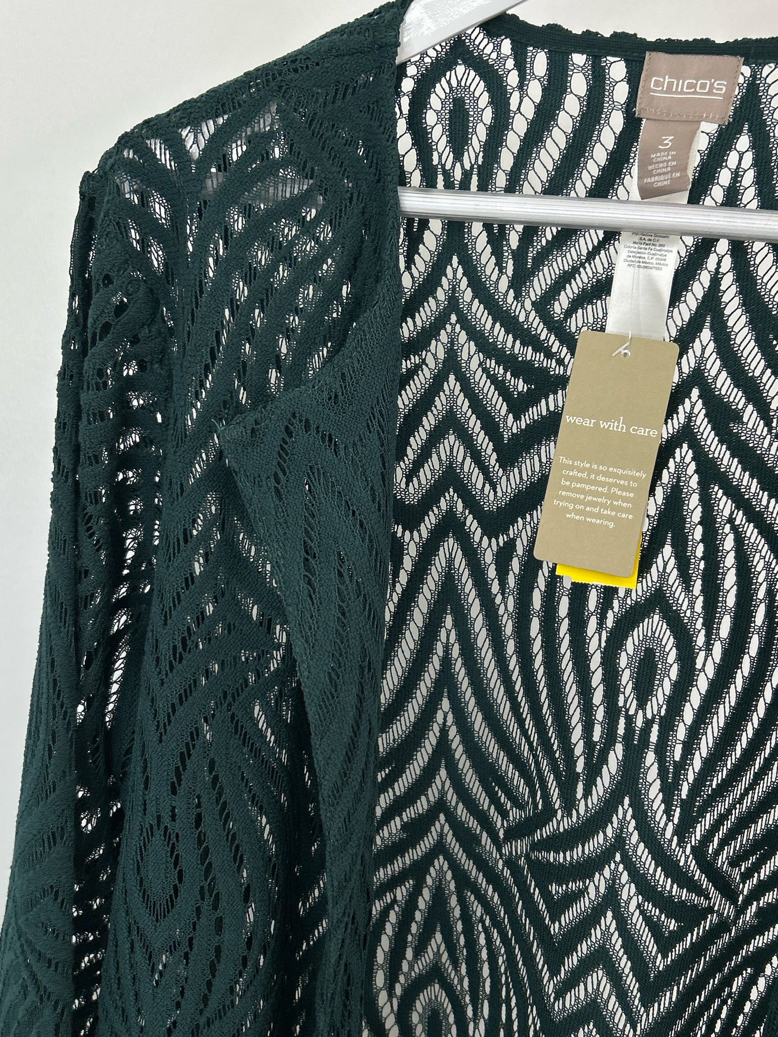 CHICO'S Size 16 Pine Green Women Cardigan NWT