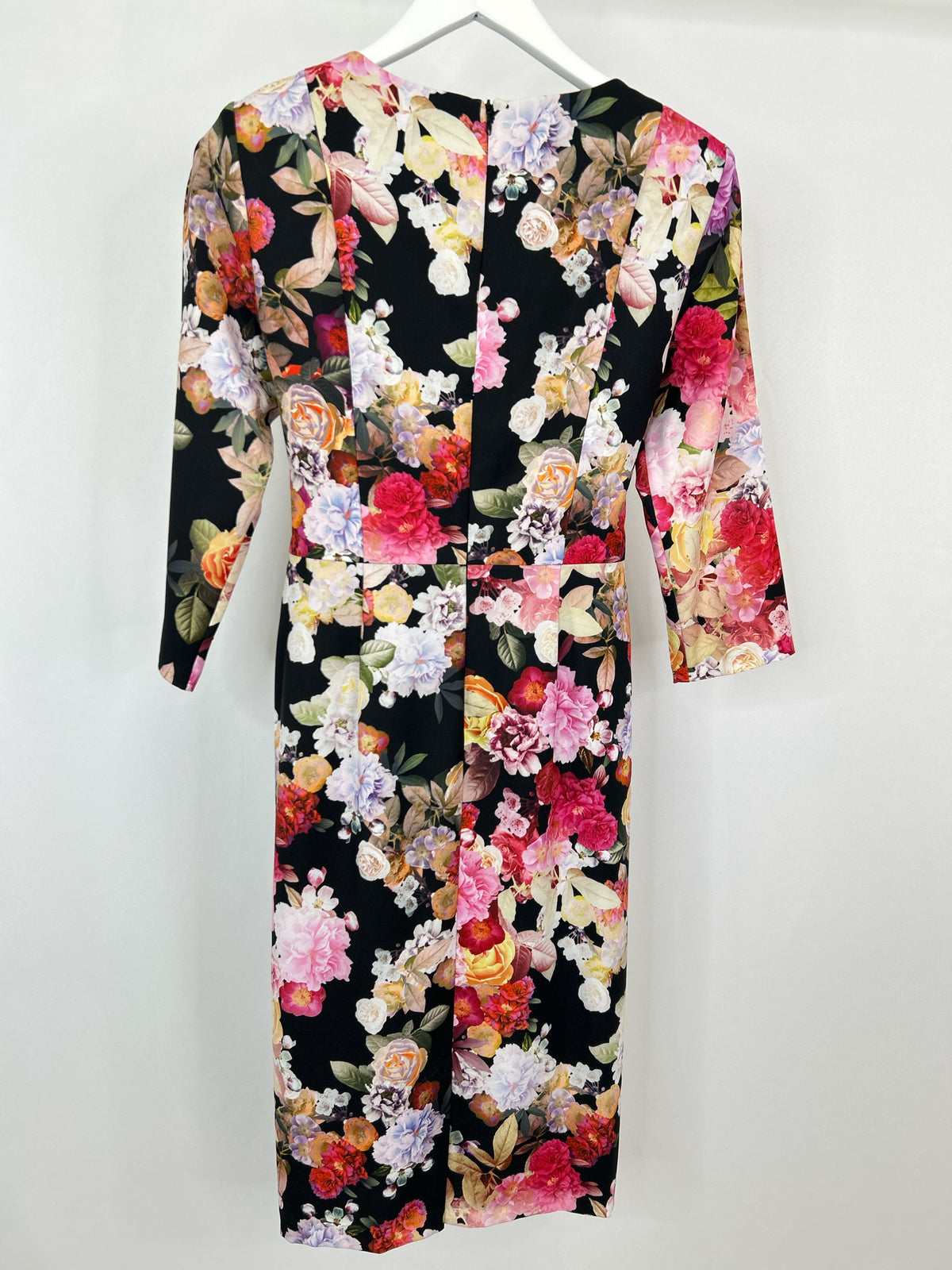 ADRIANNA PAPELL Size 8 Black Floral Women Dress