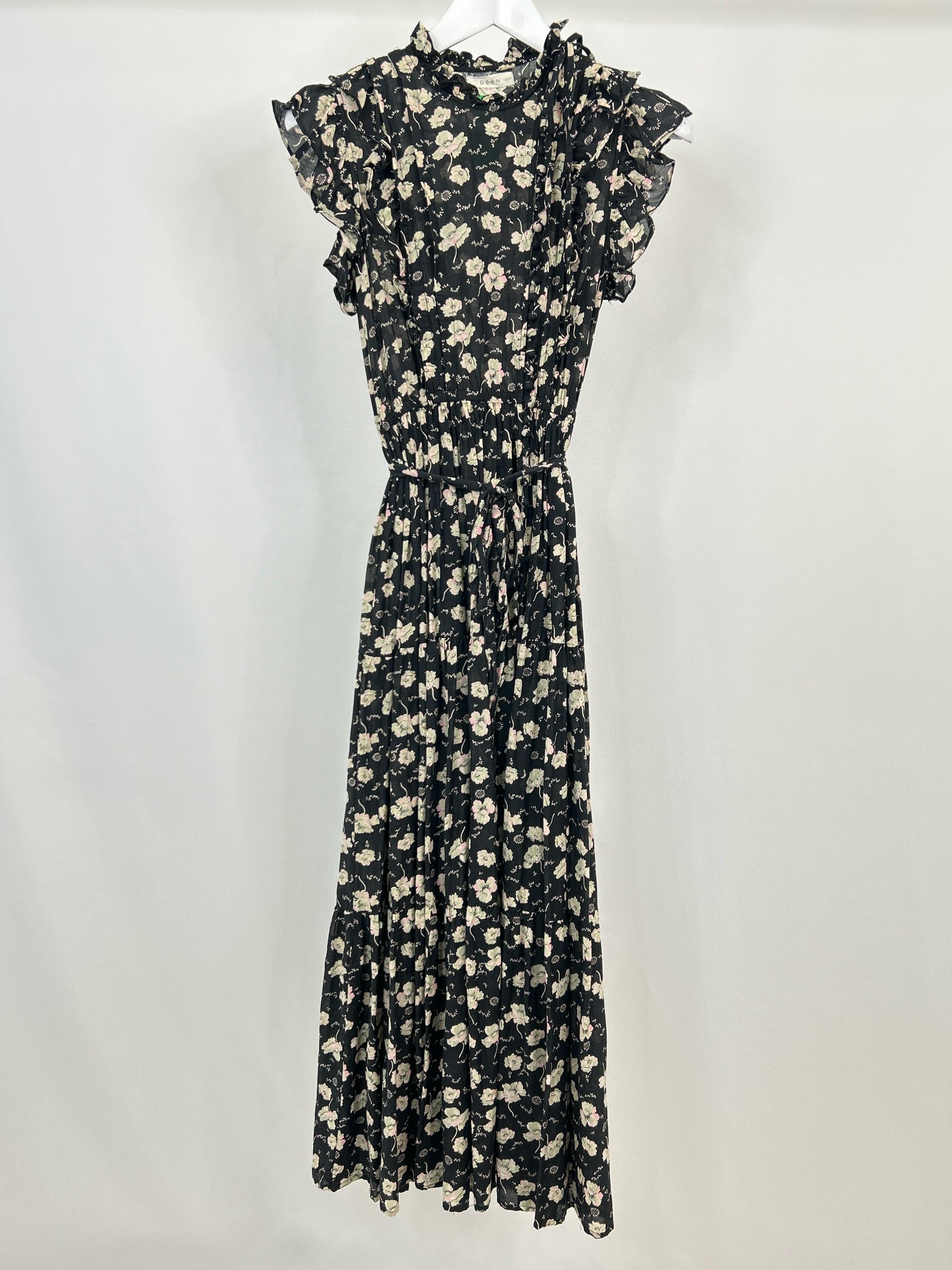 DÔEN Size M Black Floral Women Dress