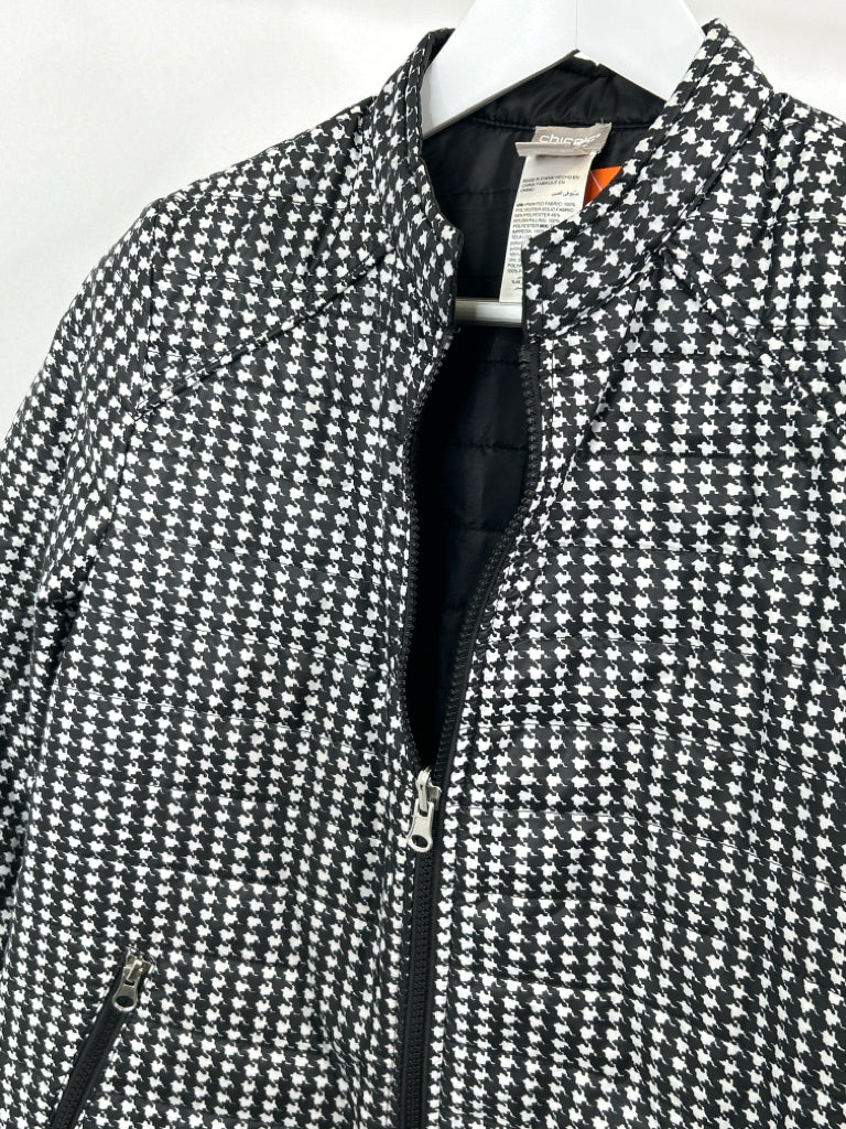 CHICO'S Women Size 4/6 Black and White Coat