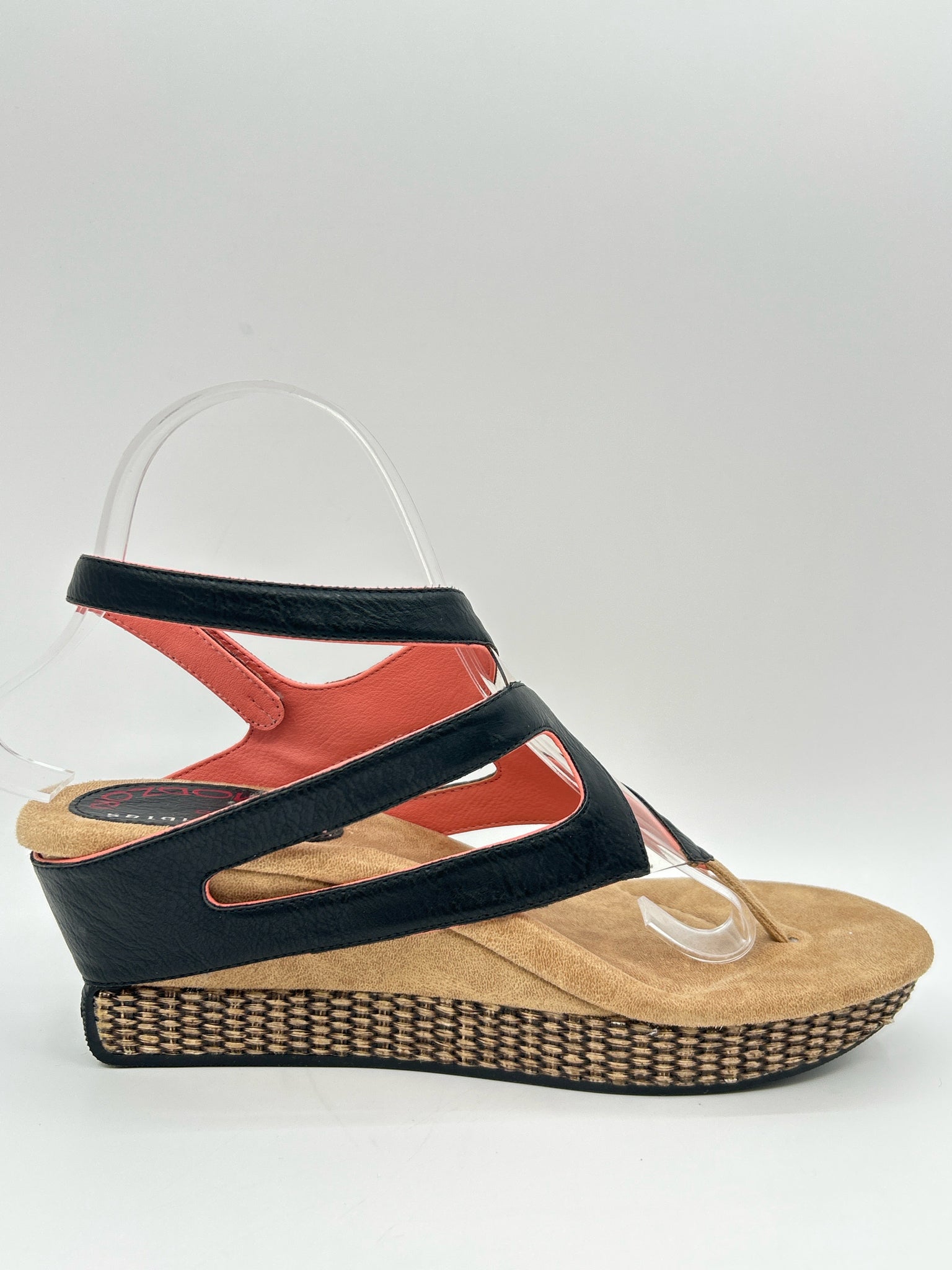 Modzori Size 8 CORAL AND BLACK Women Sandal