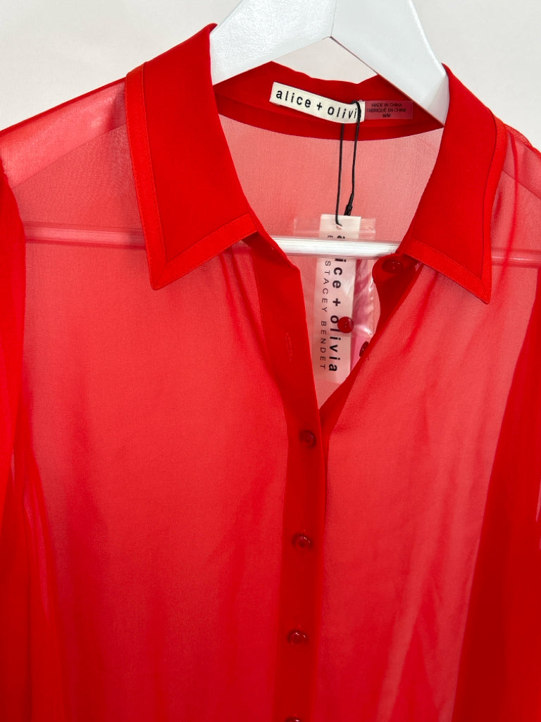 ALICE + OLIVIA Women Size M Red Silk Top NWT