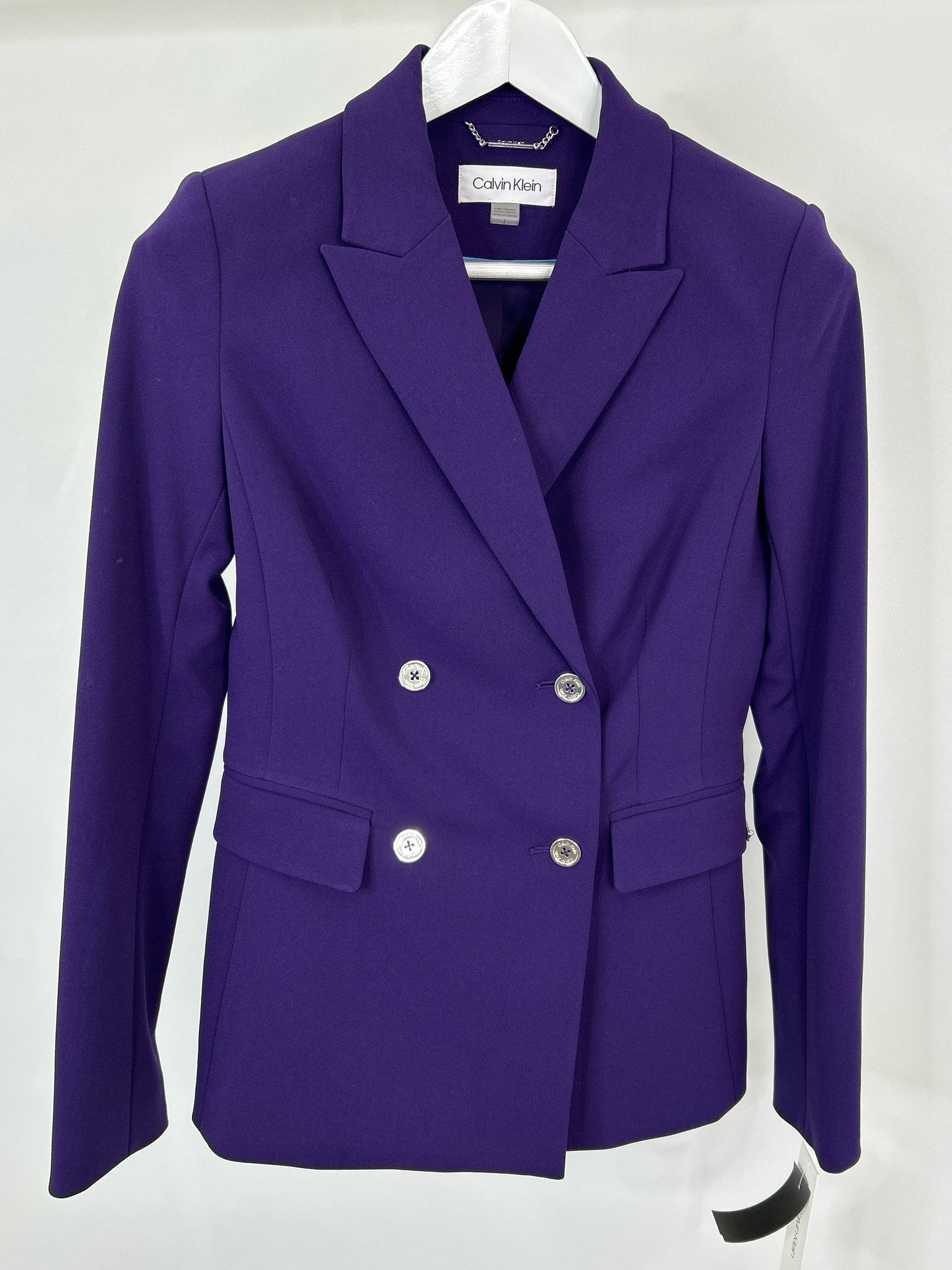 CALVIN KLEIN Size 2 Purple Women Blazer NWT