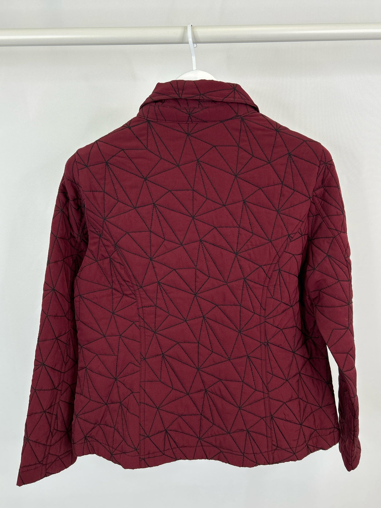 CHICO'S Size 8 Maroon Print Women Jacket NWT