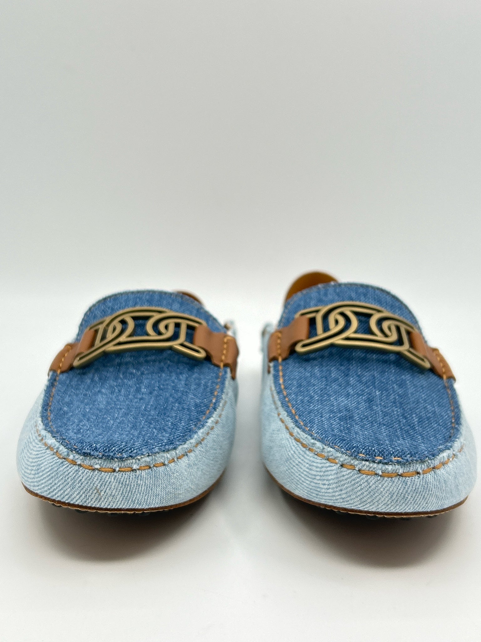 TOD'S Size 41/11 Beige and Blue Women Flats