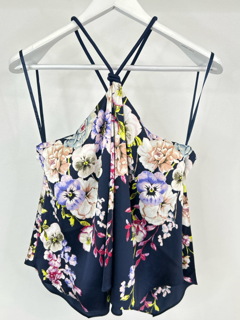 White House Black Market Size S Navy Print Women's Top NWT