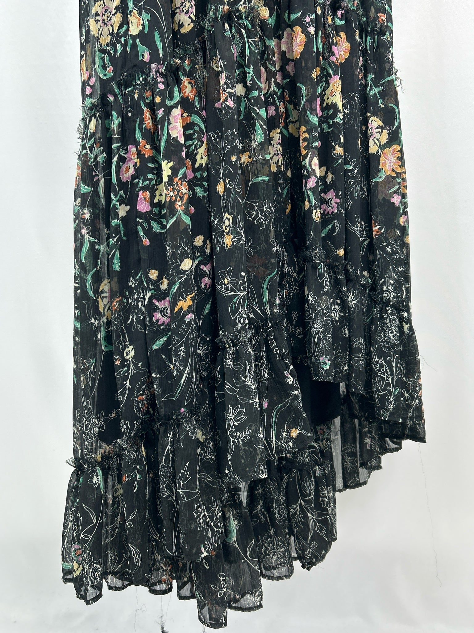FREE PEOPLE Size M/L Black Floral Women Dress
