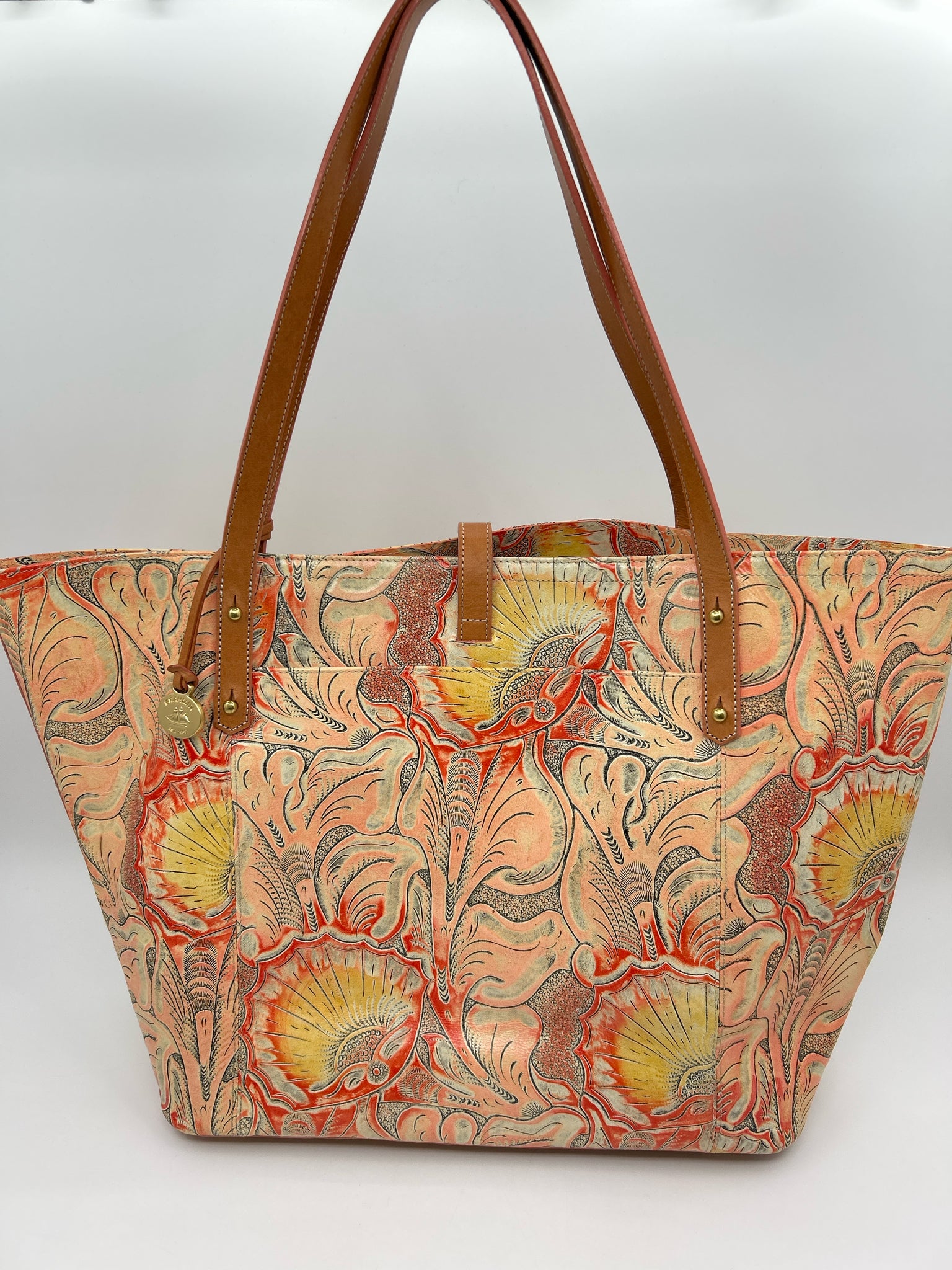 BRAHMIN ORANGE FLORAL Women Tote