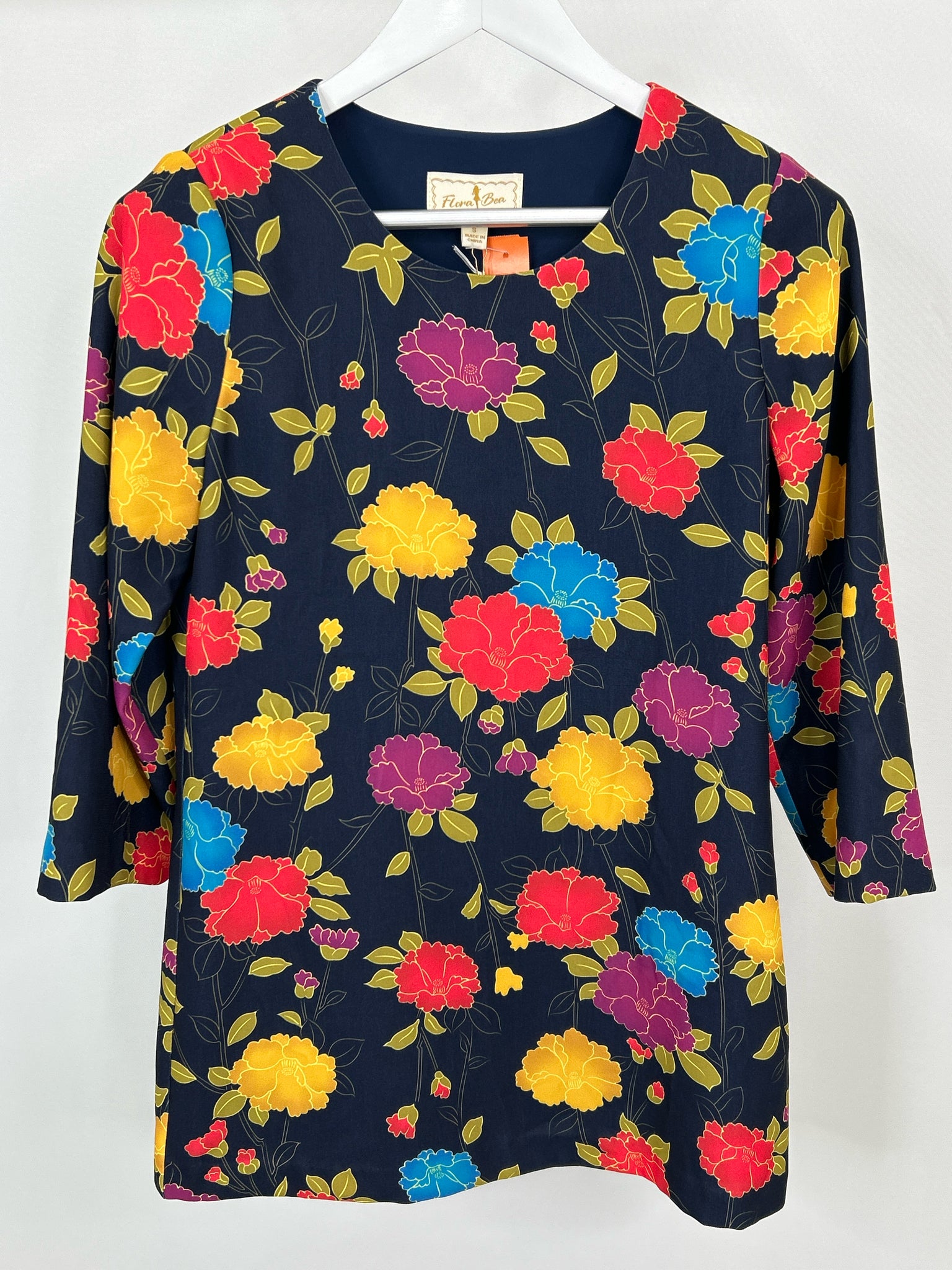 Flora Bea Size S Blue Print Women Dress