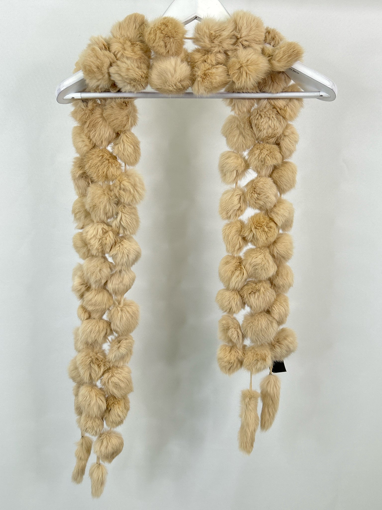 NO BRAND One Size Beige Women Rabbit Fur Scarf