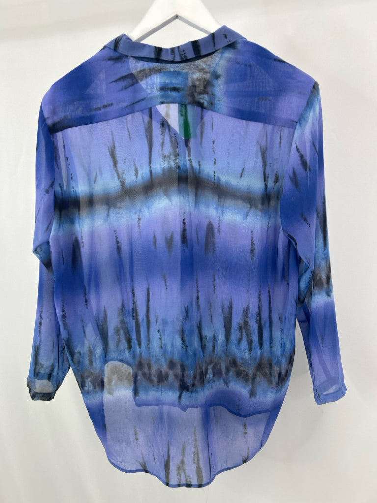 CAROLE TOMKINS Size L/XL Purple Print Blouse