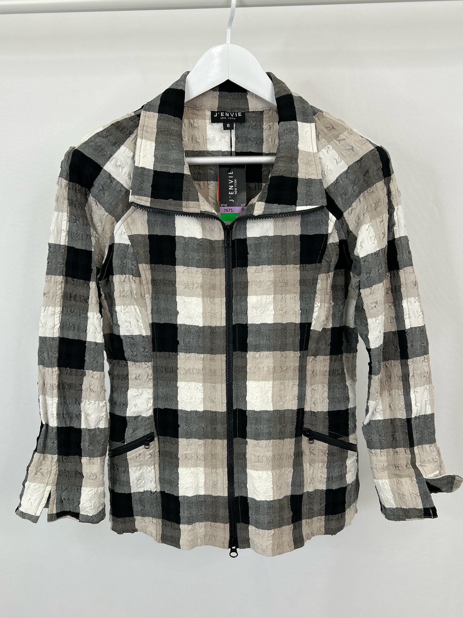 J'Envie Size 8 Black Print Women Jacket NWT