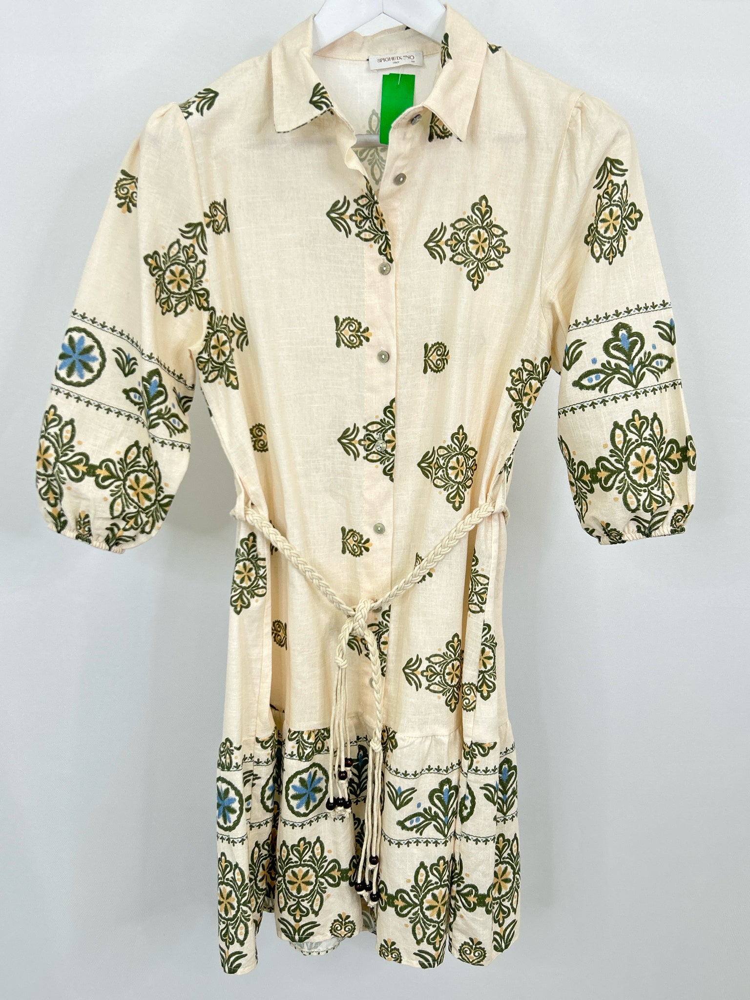 SPIGHE DI LINO Size M Cream Print Women Dress