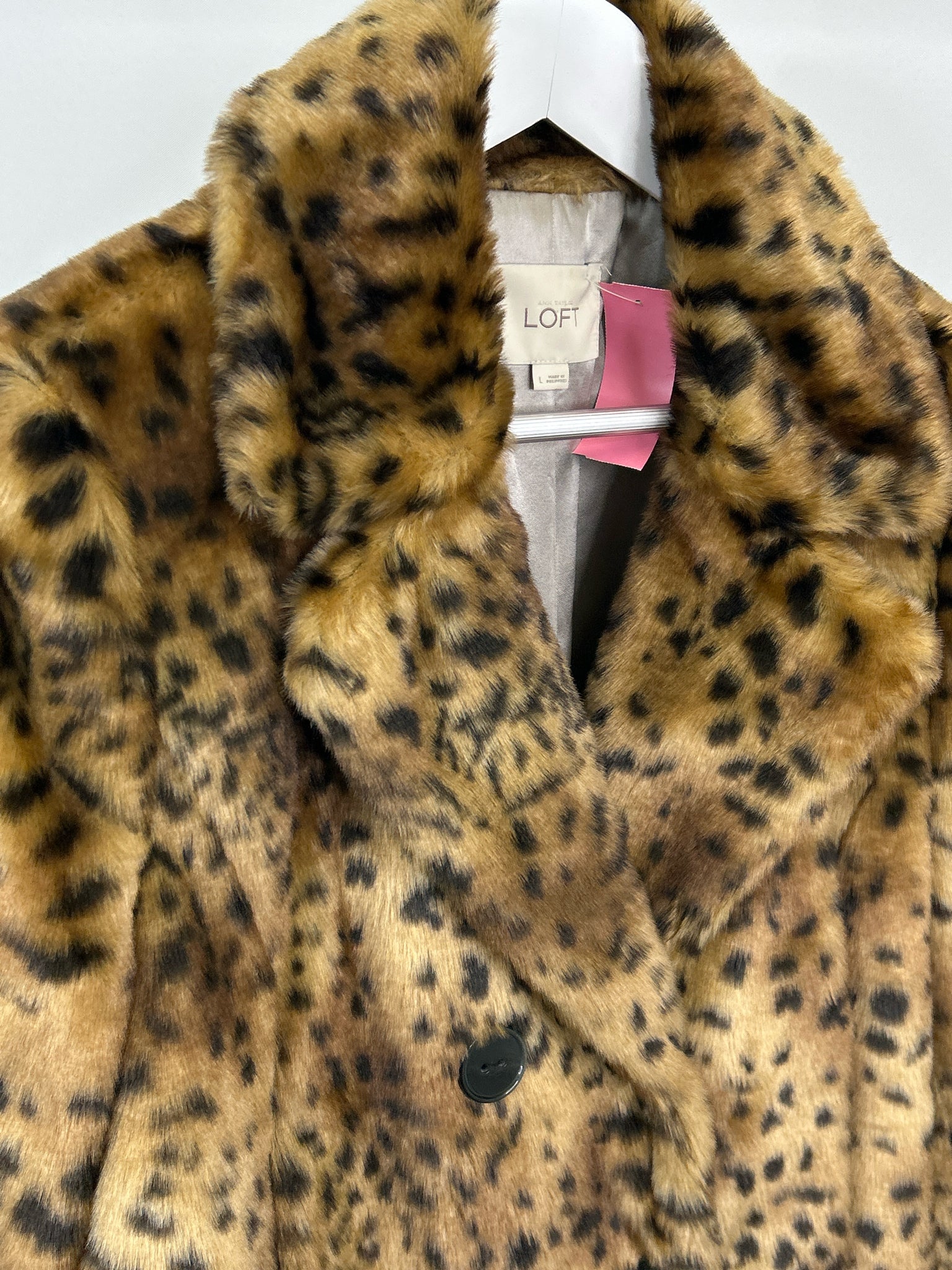 LOFT Size L BEIGE AND BLACK Women Coat