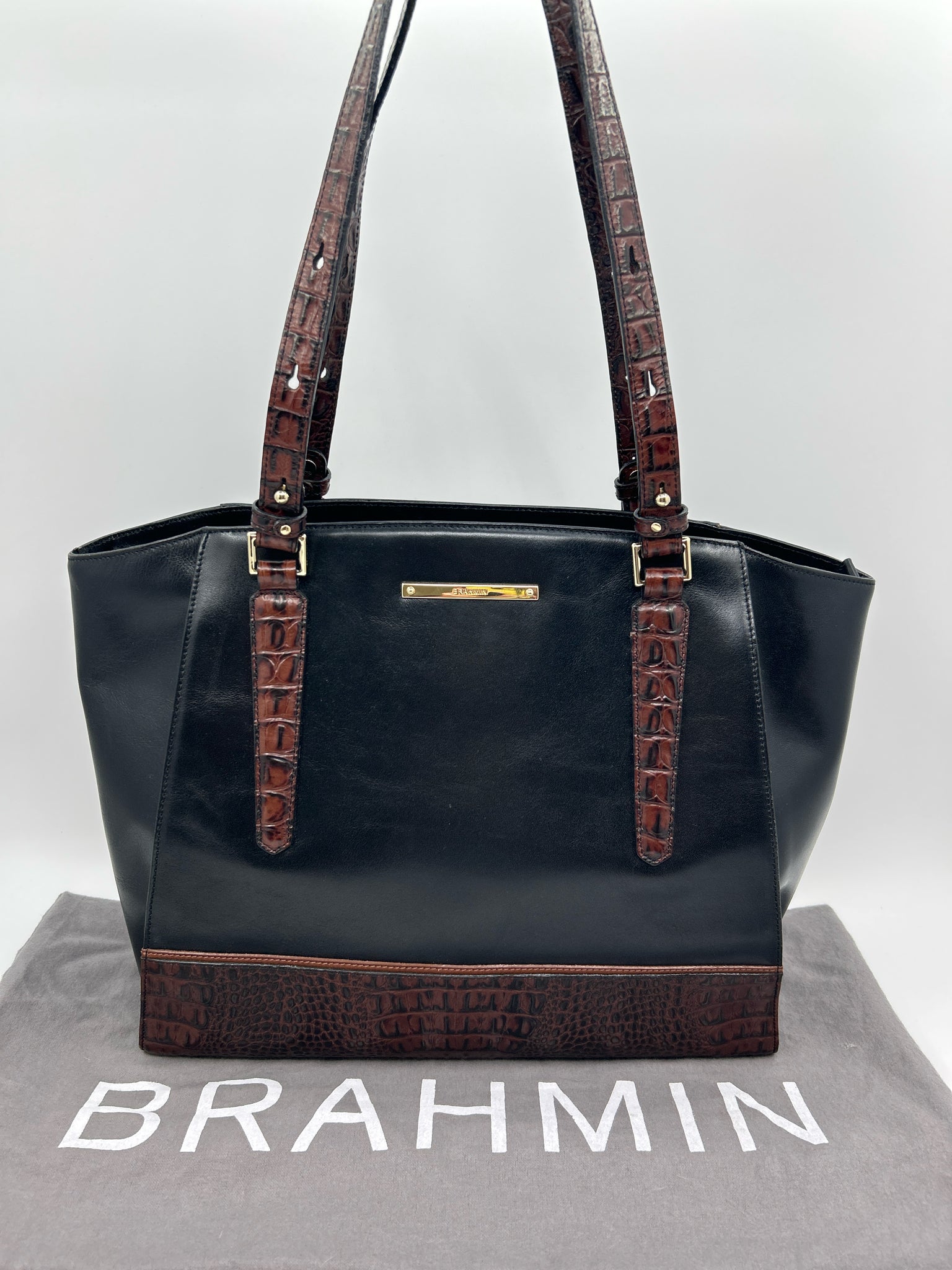 BRAHMIN black and brown Women Tote