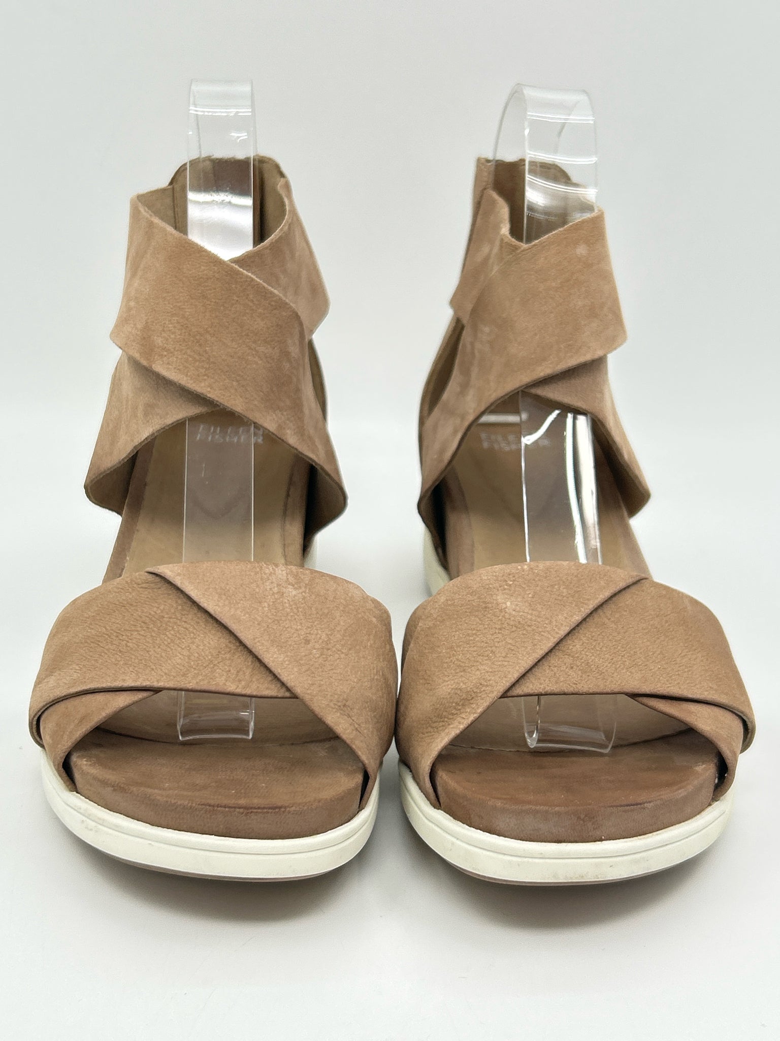 EILEEN FISHER Size 8 TAUPE AND WHITE Women Sandal