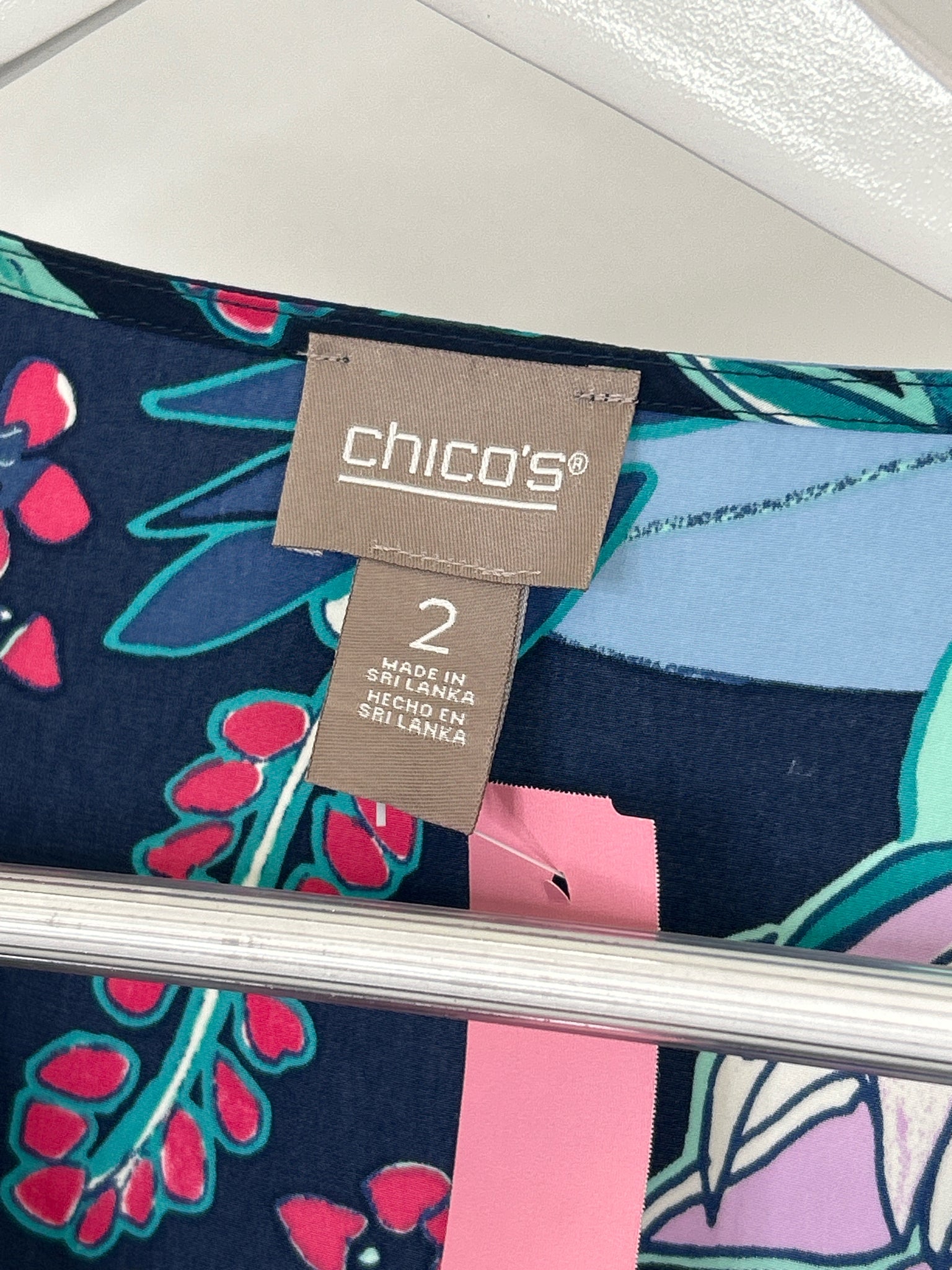 CHICO'S Size 12 Navy Print Women Dress